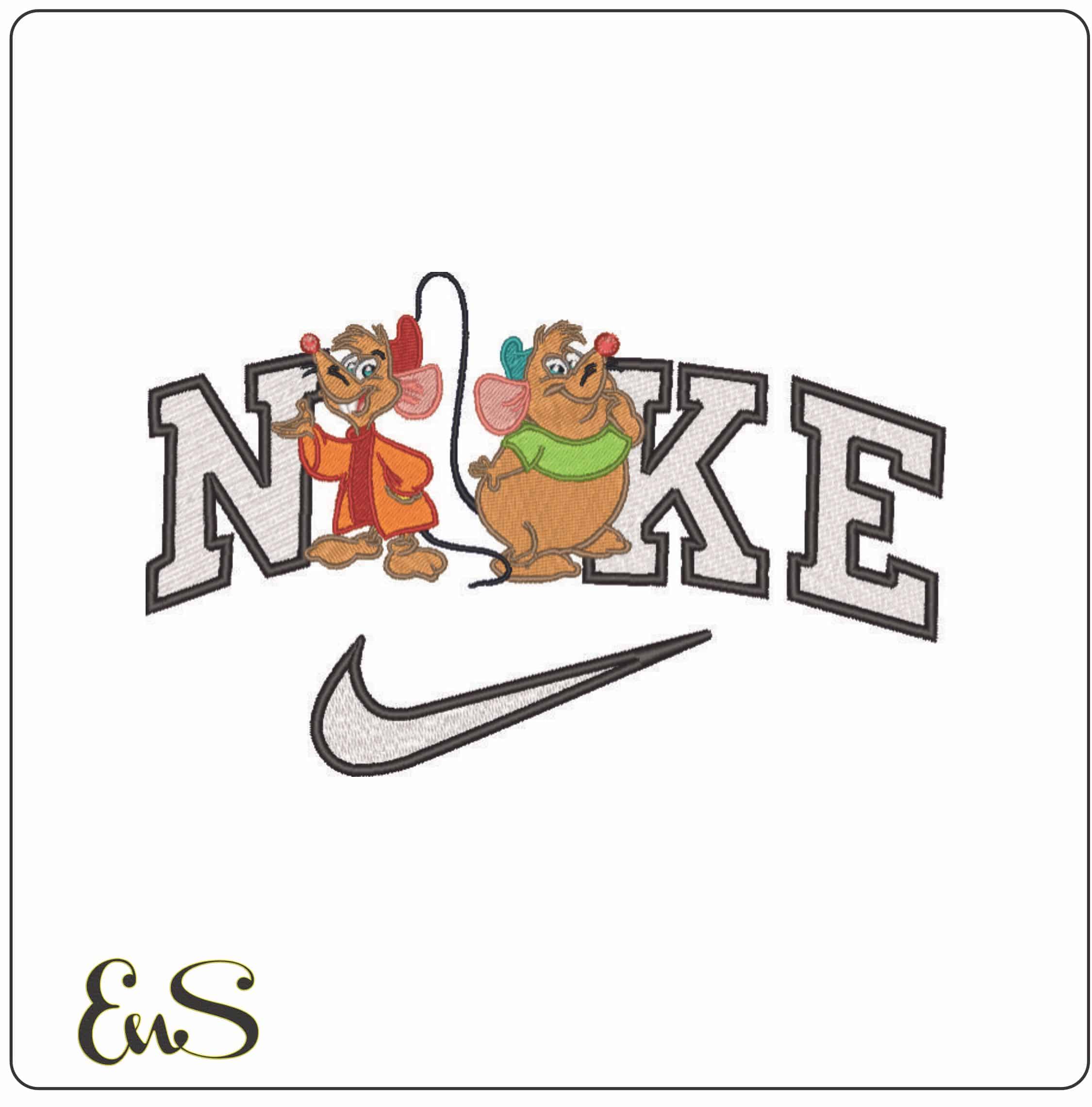 Nike Jaq and Gus Mouse - Cinderella - Disney- Elegant embroidery design file - instant download