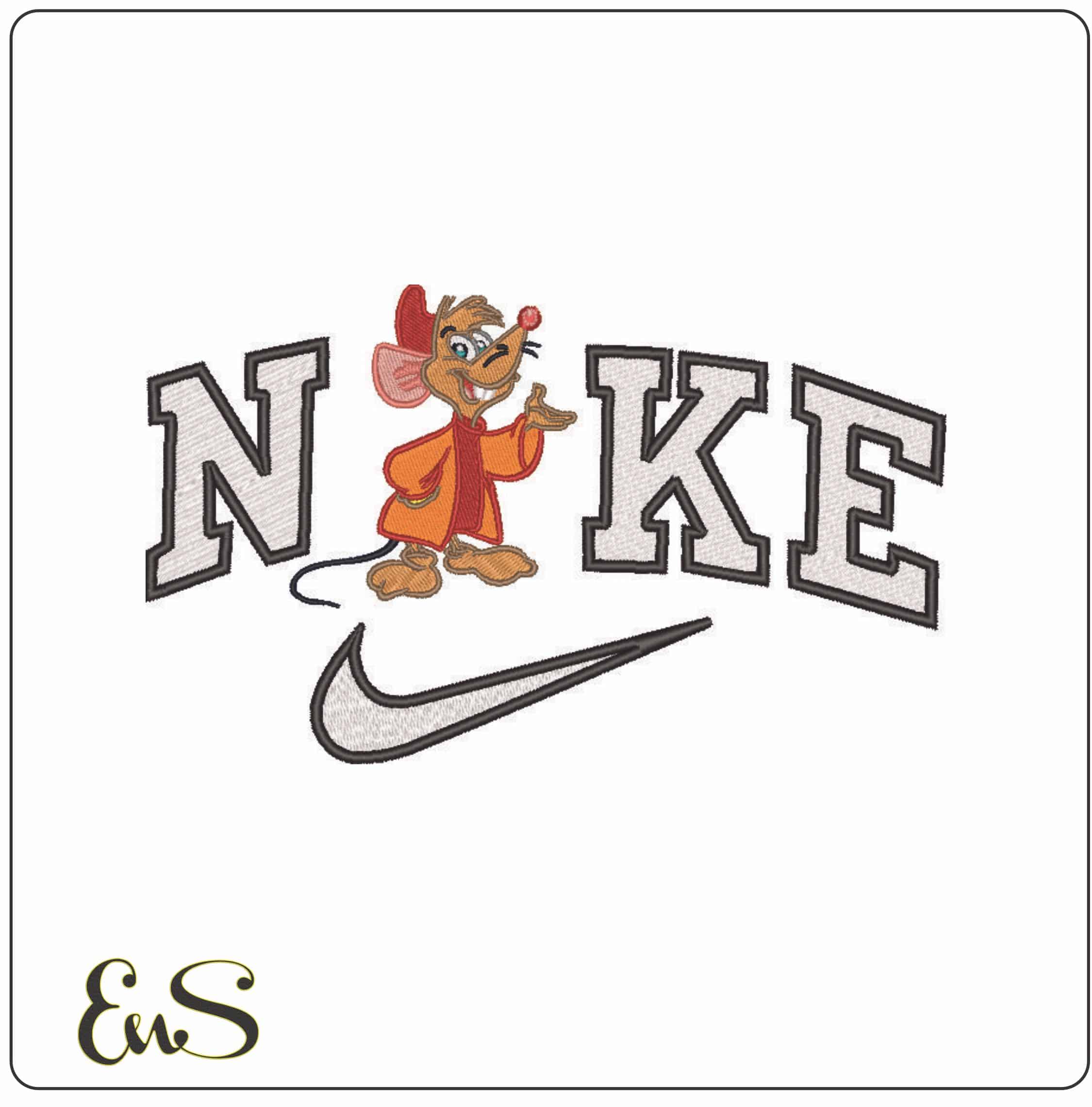 Nike Jaq Mouse - Cinderella - Disney- Elegant embroidery design file - instant download