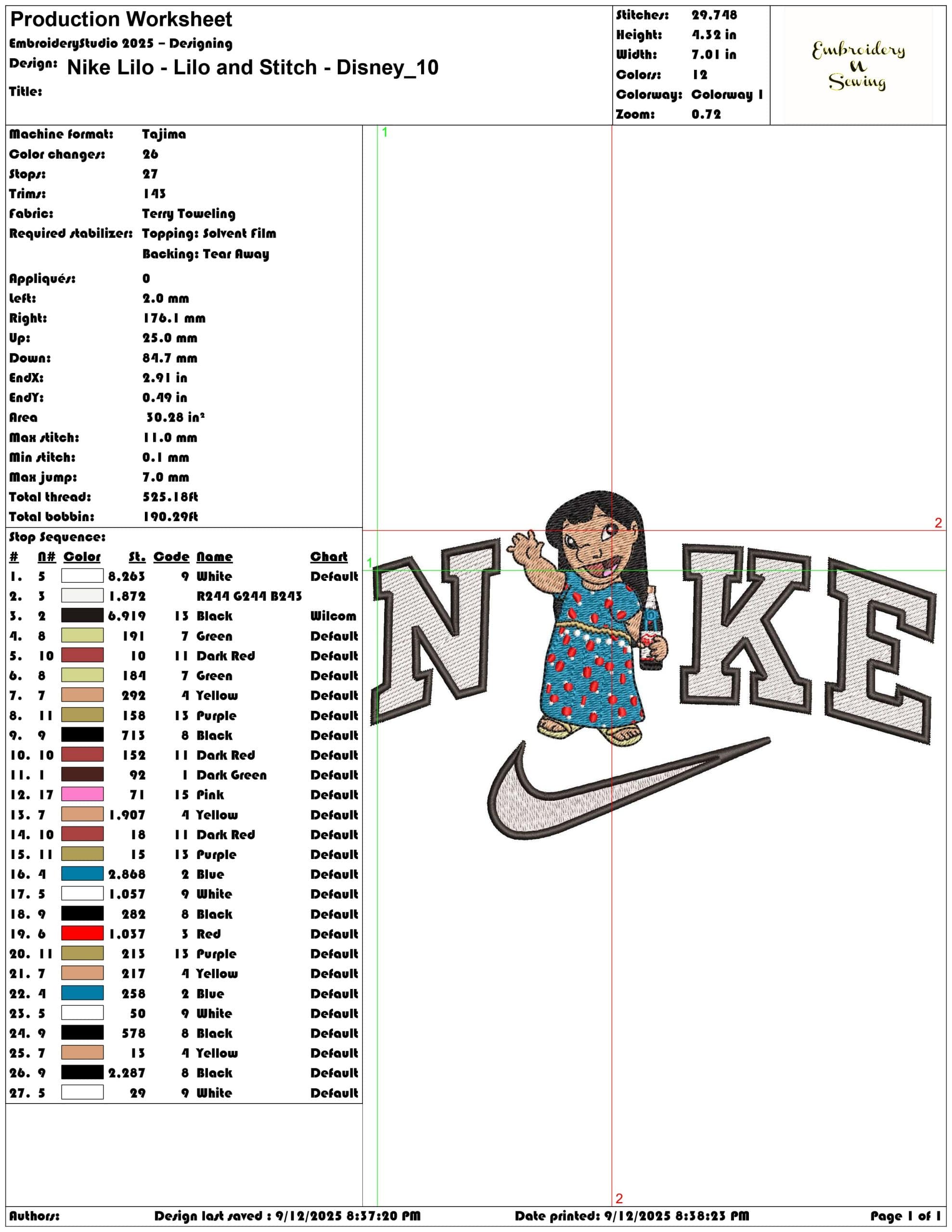 Nike Lilo - Lilo and Stitch - Disney- Elegant embroidery design file - instant download — view 3