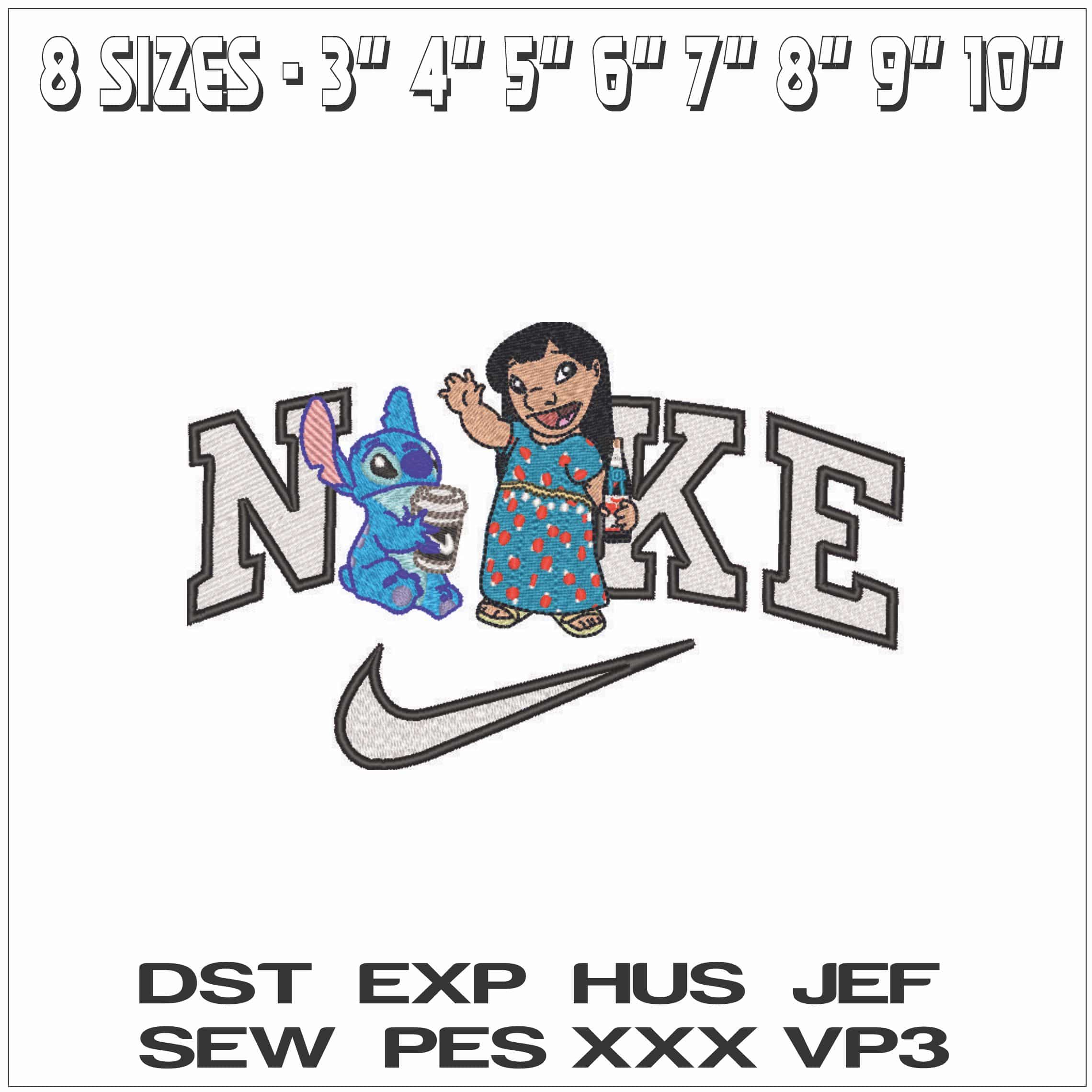 Nike Lilo and Stitch with drinks - Disney- Elegant embroidery design file - instant download — view 2