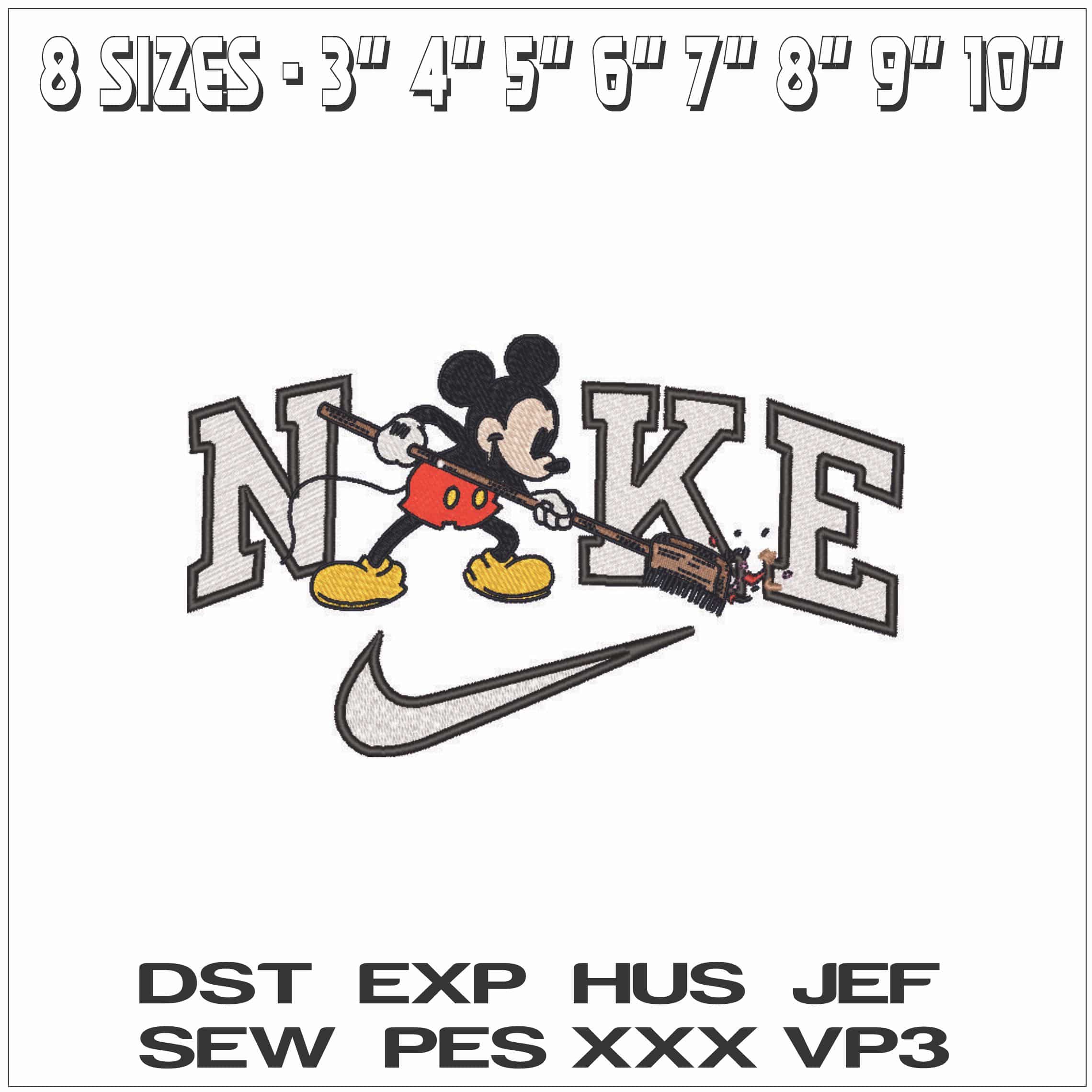 Nike Mickey Mouse sweeping- Elegant embroidery design file - instant download — view 2