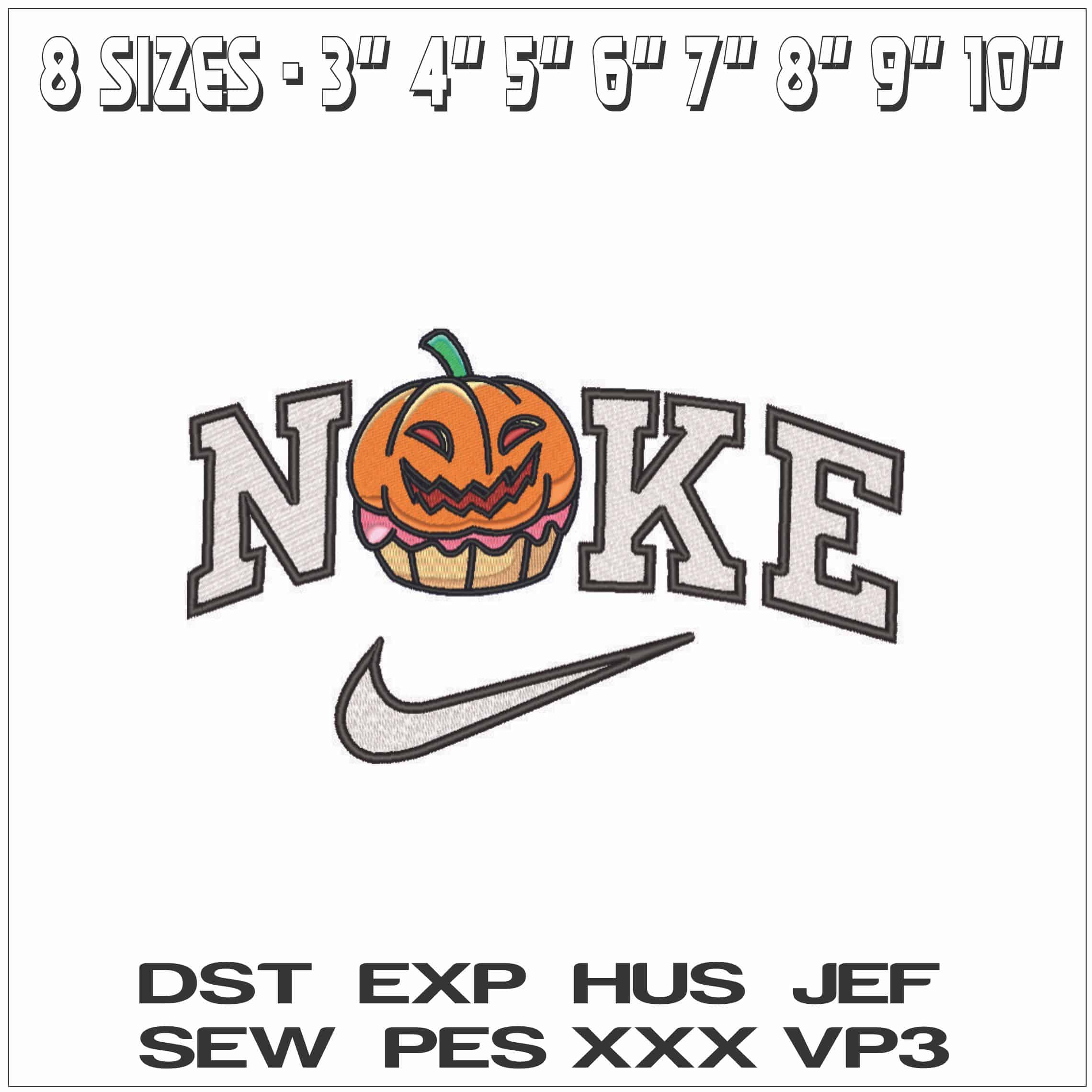 Nike Pumpkin Face Halloween Cupcakes- Elegant embroidery design file - instant download — view 2