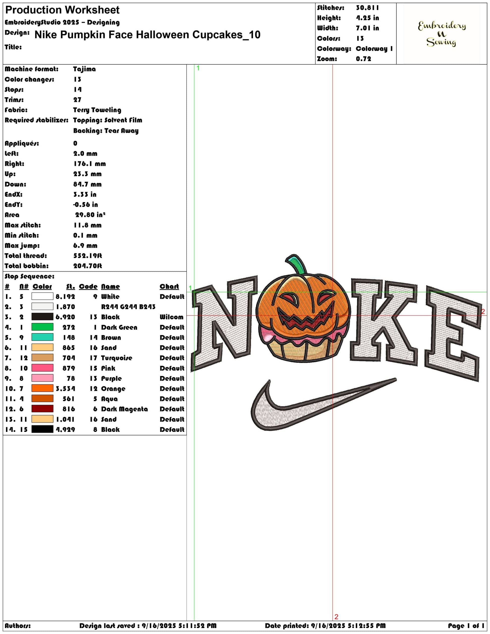 Nike Pumpkin Face Halloween Cupcakes- Elegant embroidery design file - instant download — view 3