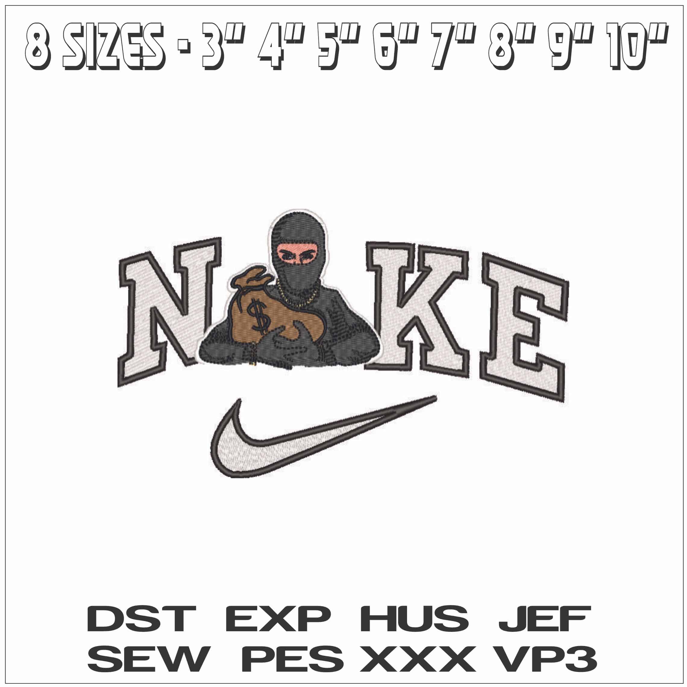 Nike Robber holding the Money Bag- Elegant embroidery design file - instant download — view 2