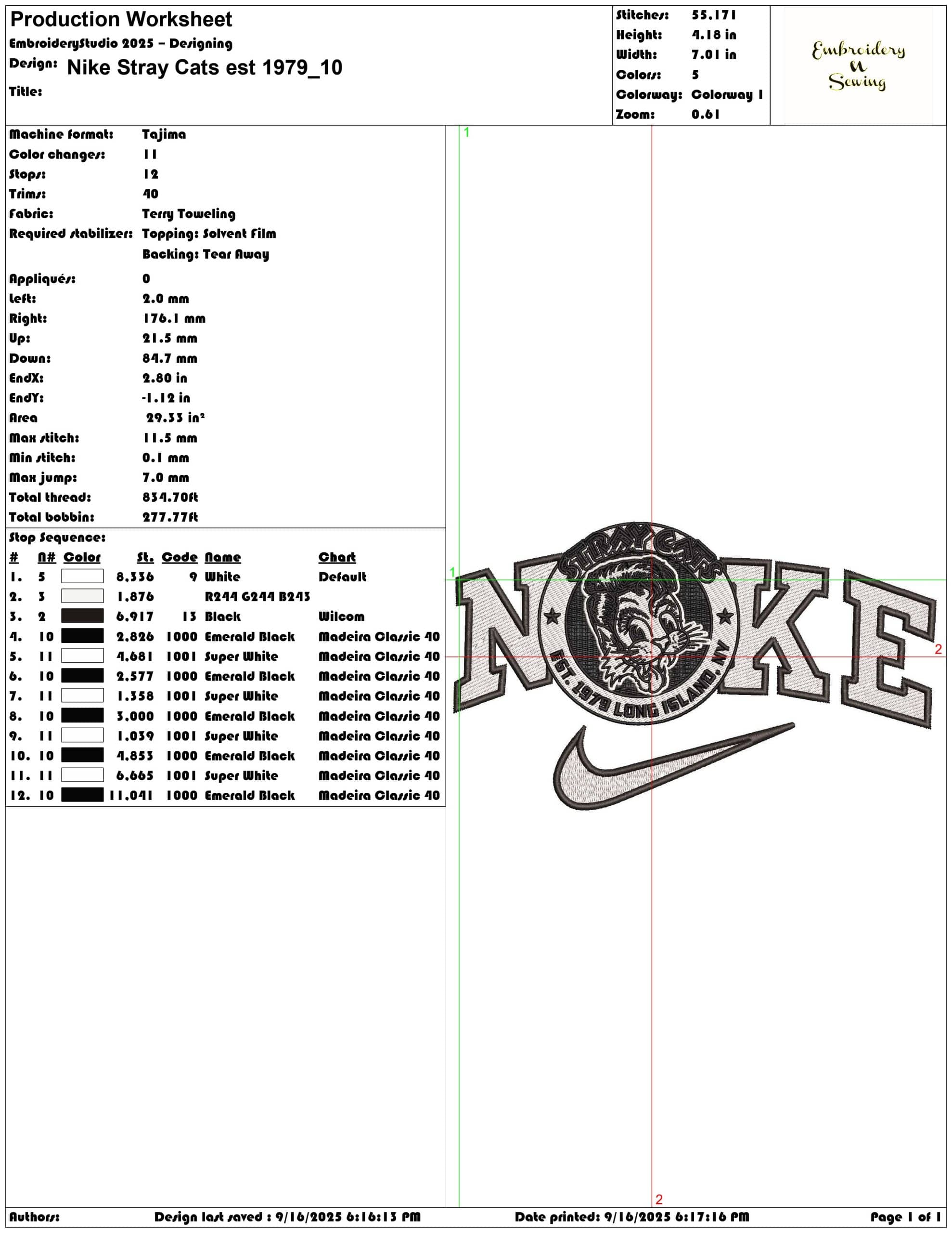 Nike Stray Cats est 1979- Elegant embroidery design file - instant download — view 3