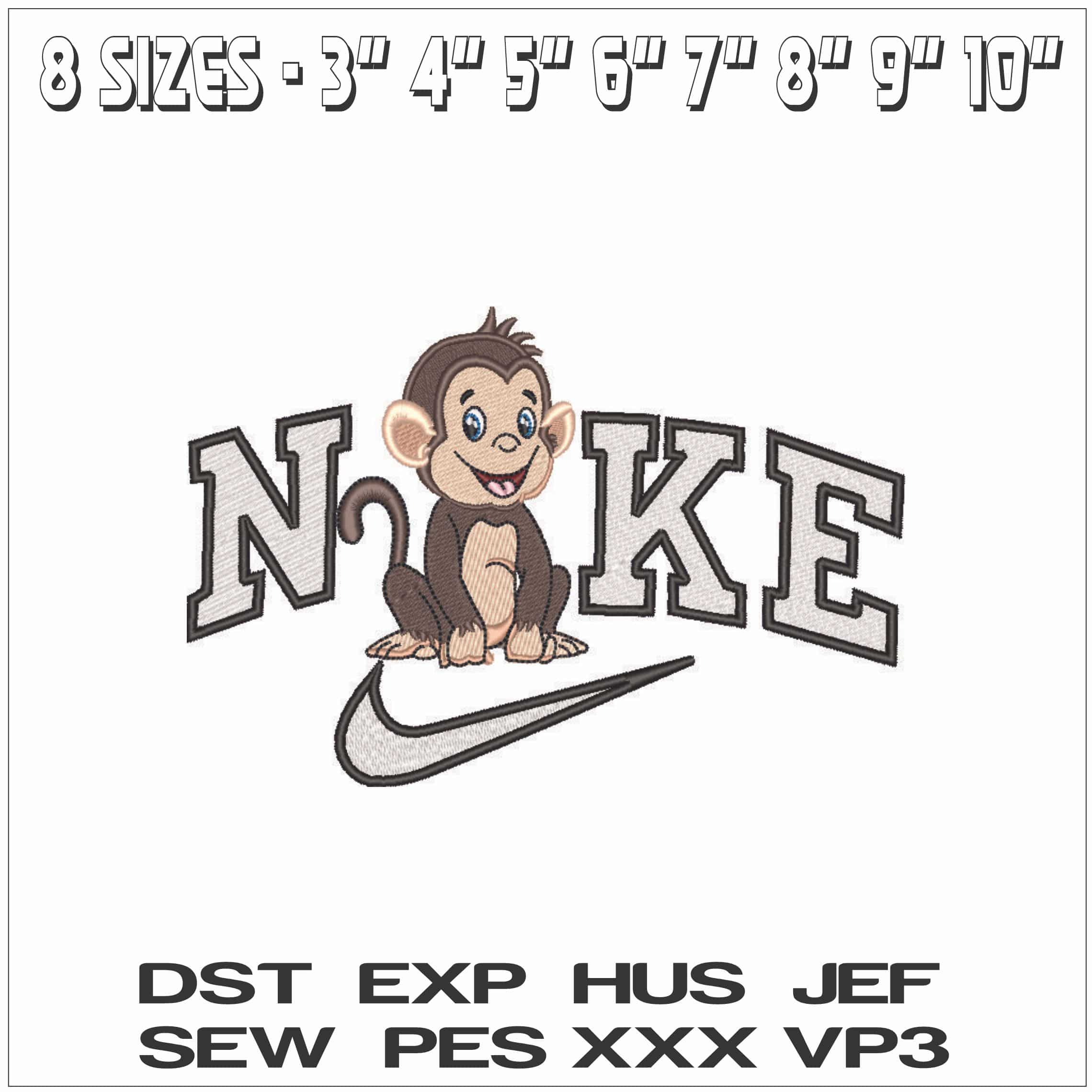 Nike The Cheeky Monkey- Elegant embroidery design file - instant download — view 2