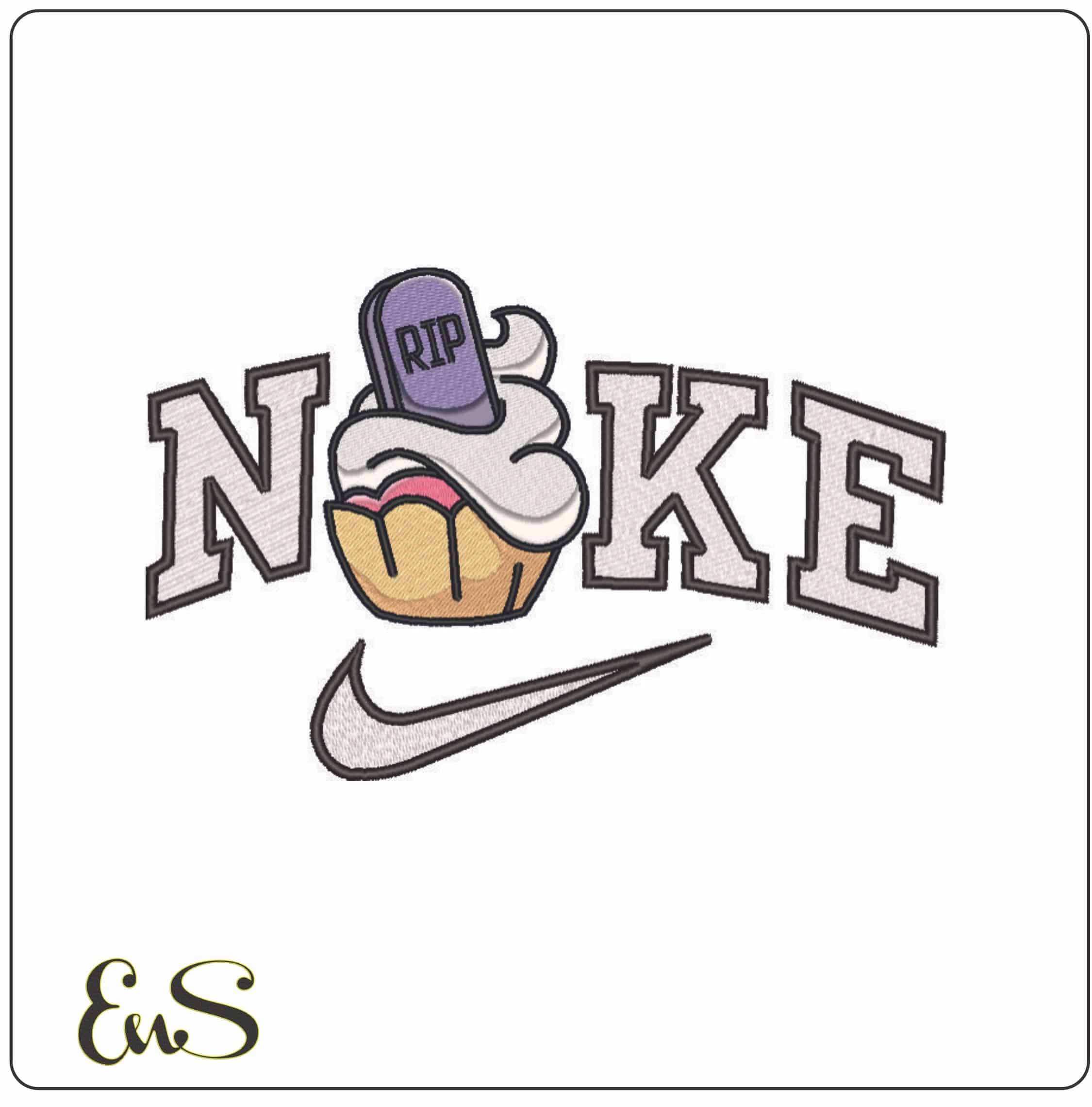 Nike Tomb Stone Halloween Cupcakes- Elegant embroidery design file - instant download
