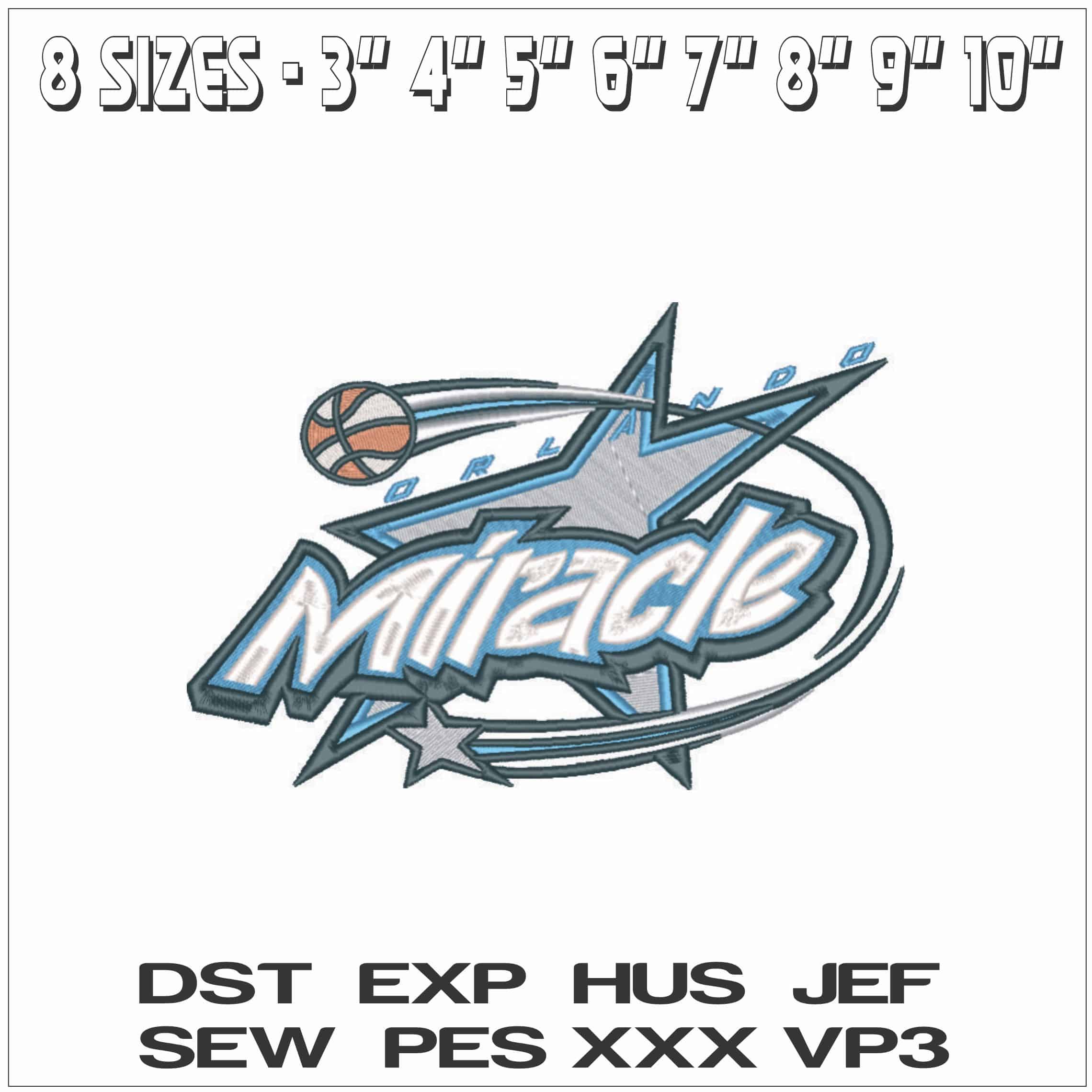 Orlando Miracle 1999 - 2002 - WNBA- Elegant embroidery design file - instant download — view 2