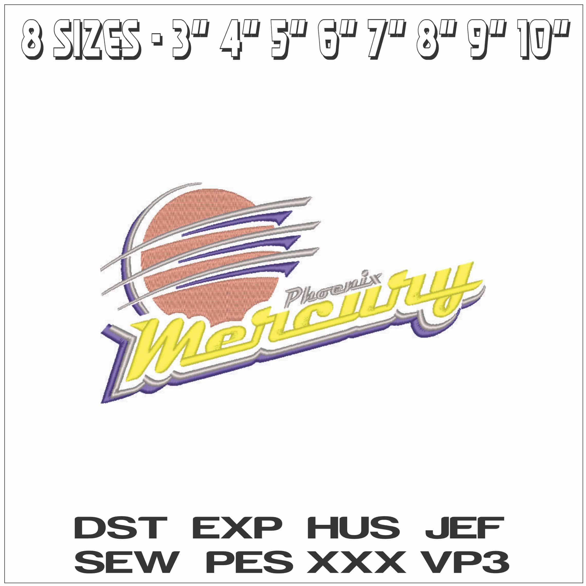 Phoenix Mercury 1997 - 2010 -WNBA- Elegant embroidery design file - instant download — view 2
