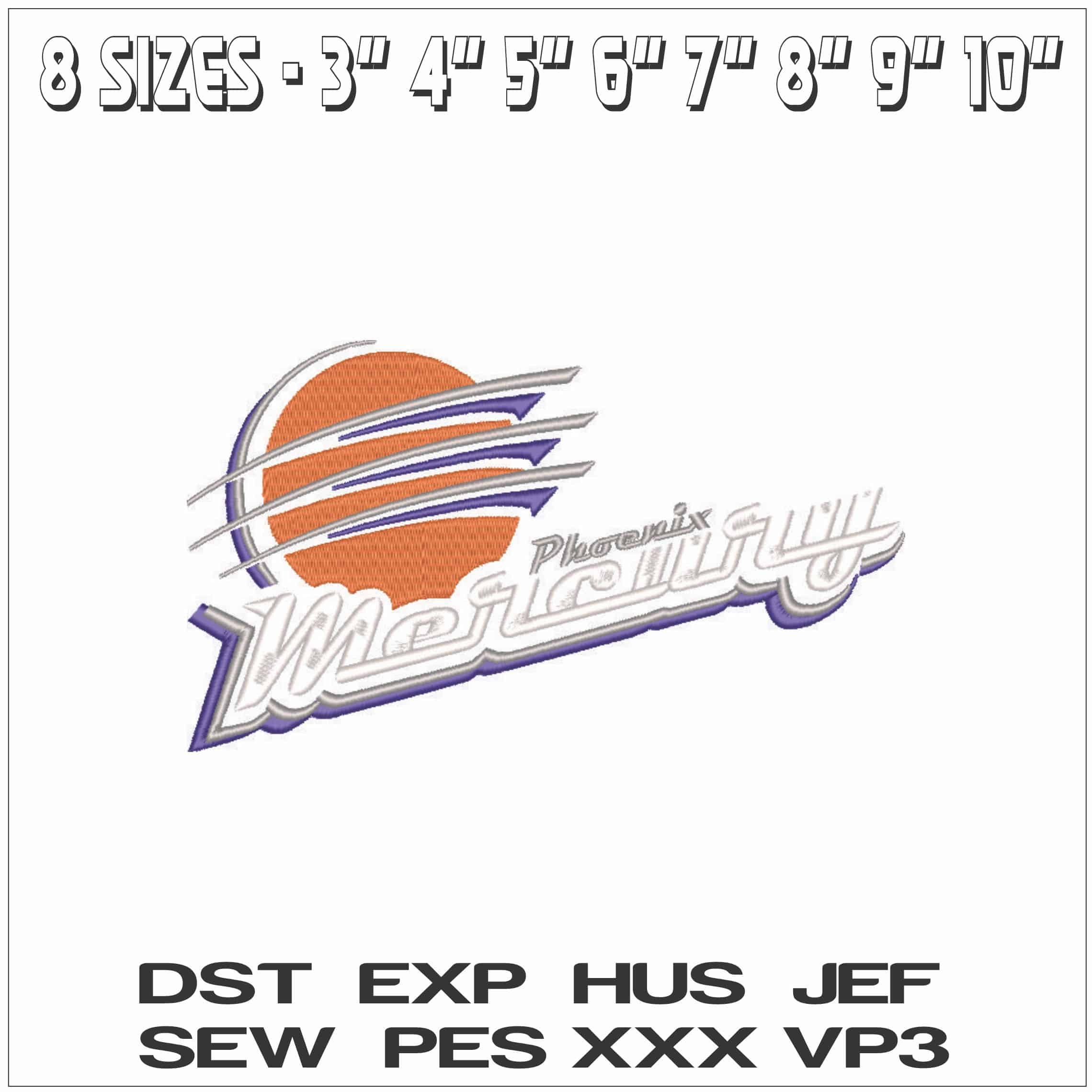 Phoenix Mercury 2010 on - WNBA- Elegant embroidery design file - instant download — view 2