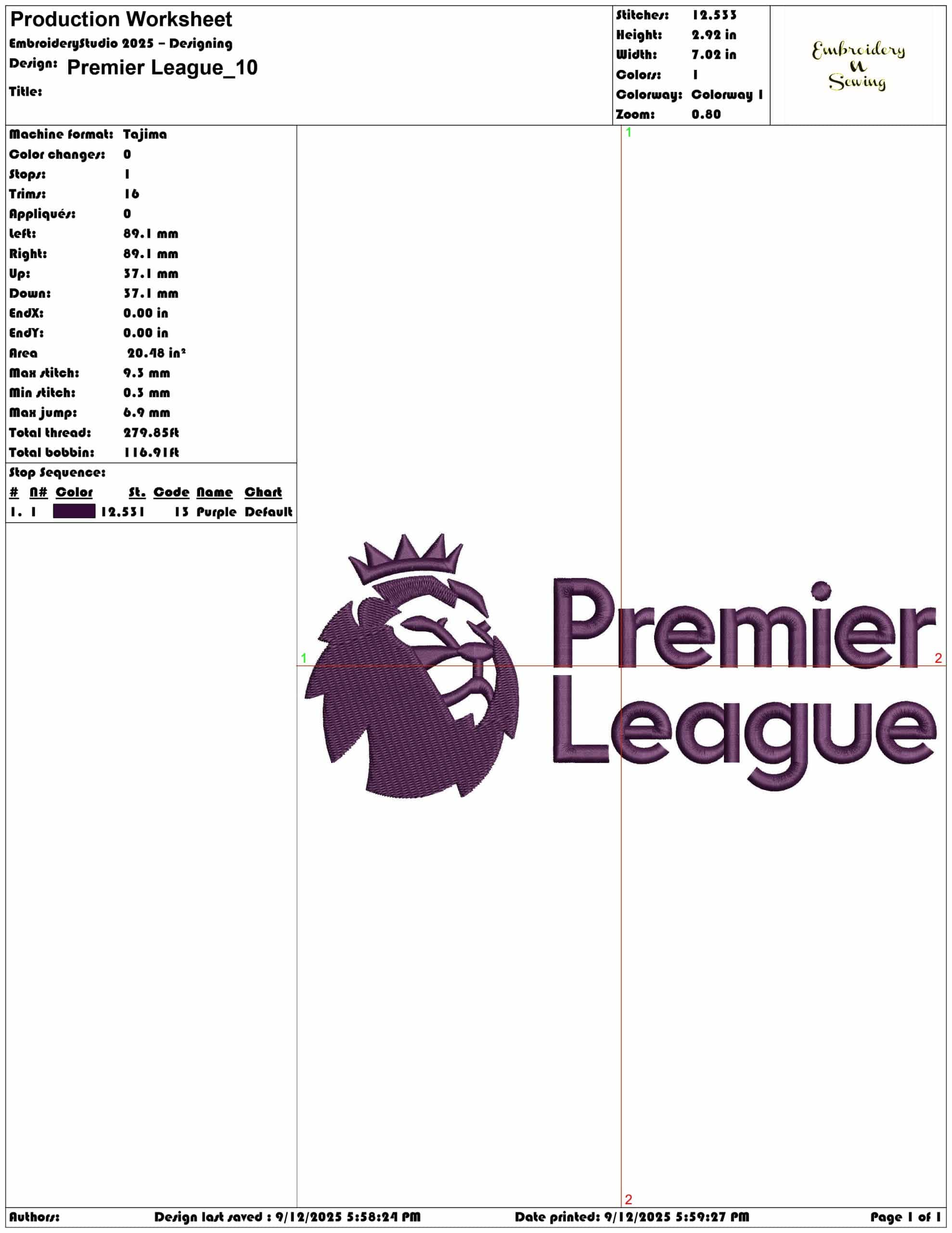 Premier League- Elegant embroidery design file - instant download — view 3
