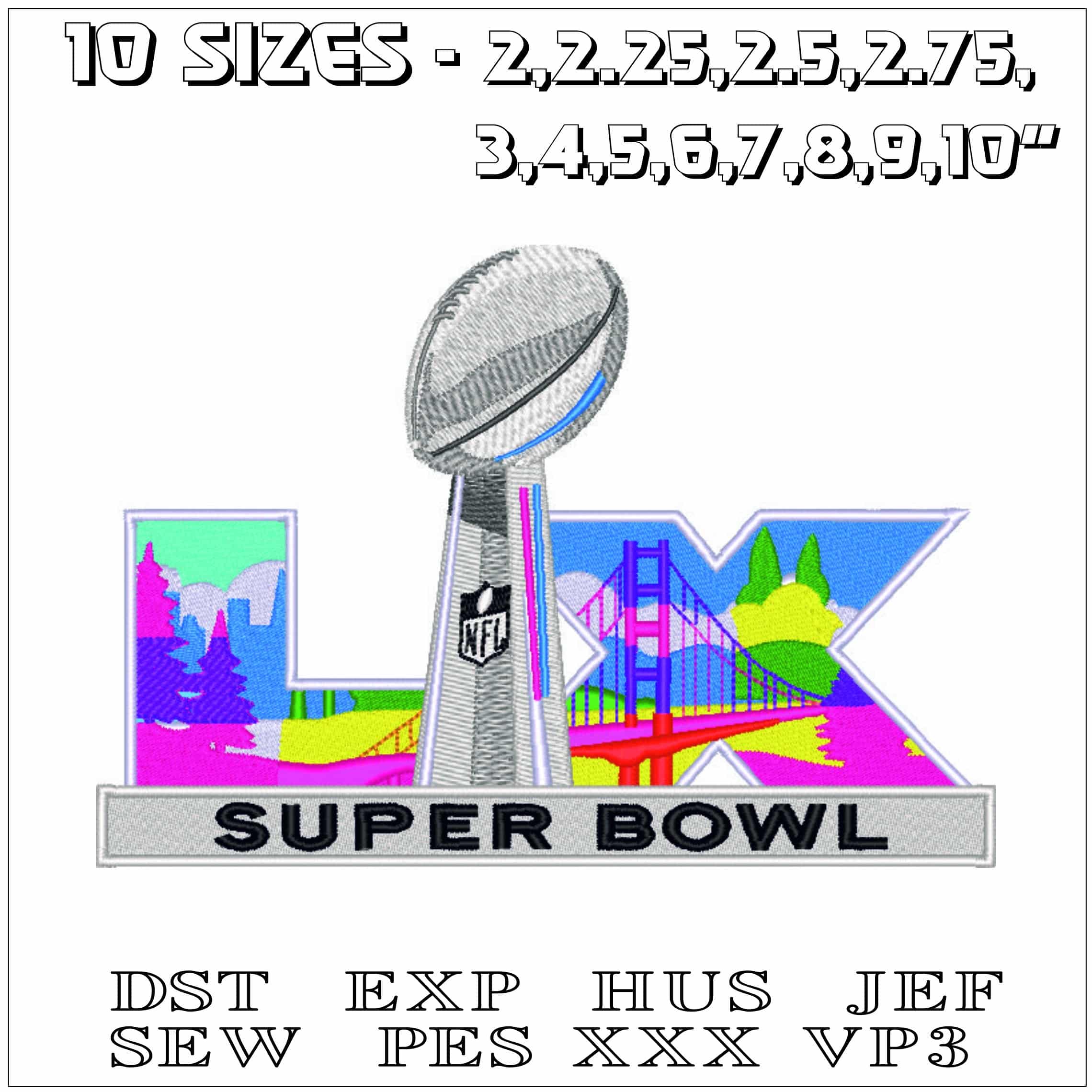 Super Bowl LX 2026- Elegant embroidery design file - instant download — view 2