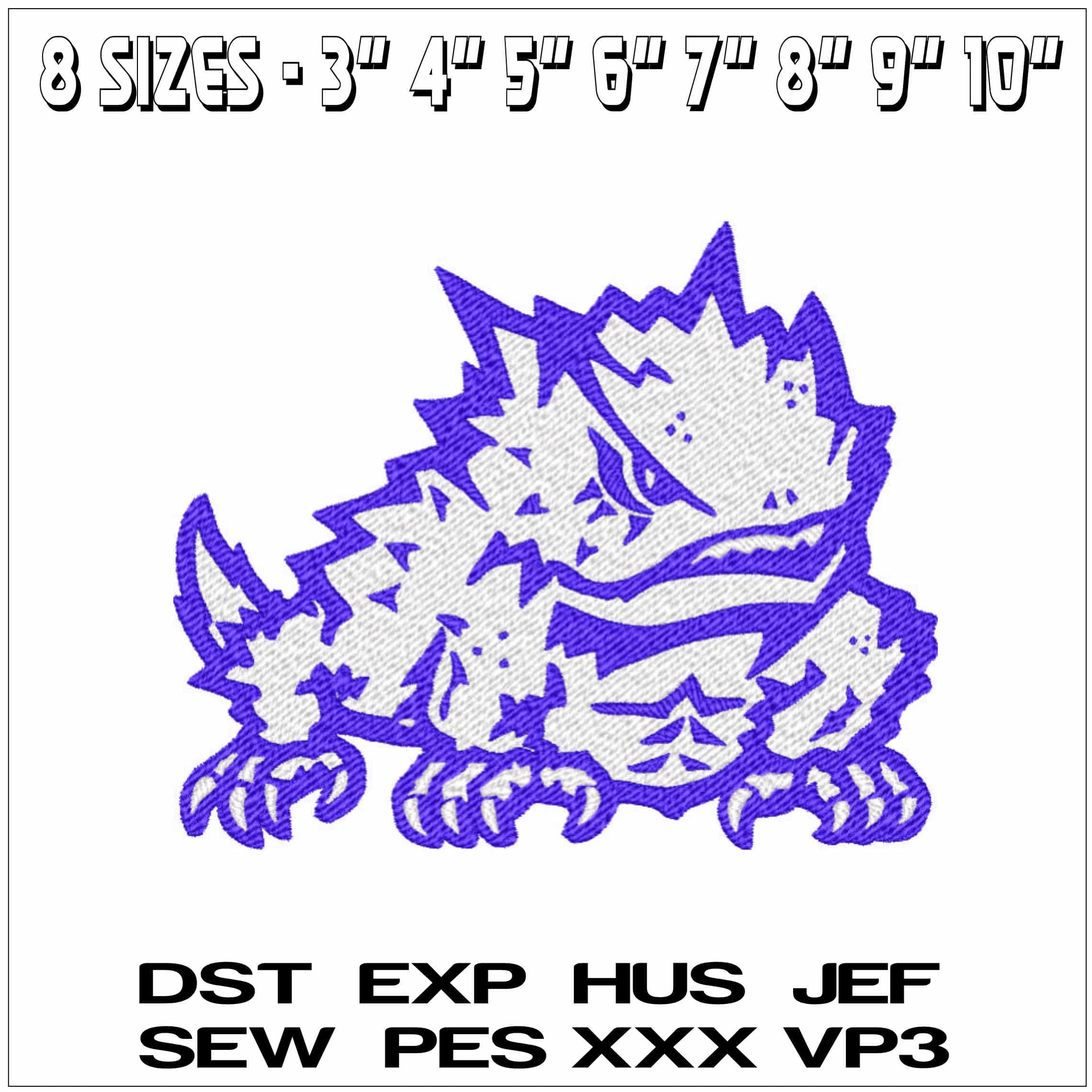 TCU Horned Frog- Elegant embroidery design file - instant download — view 2