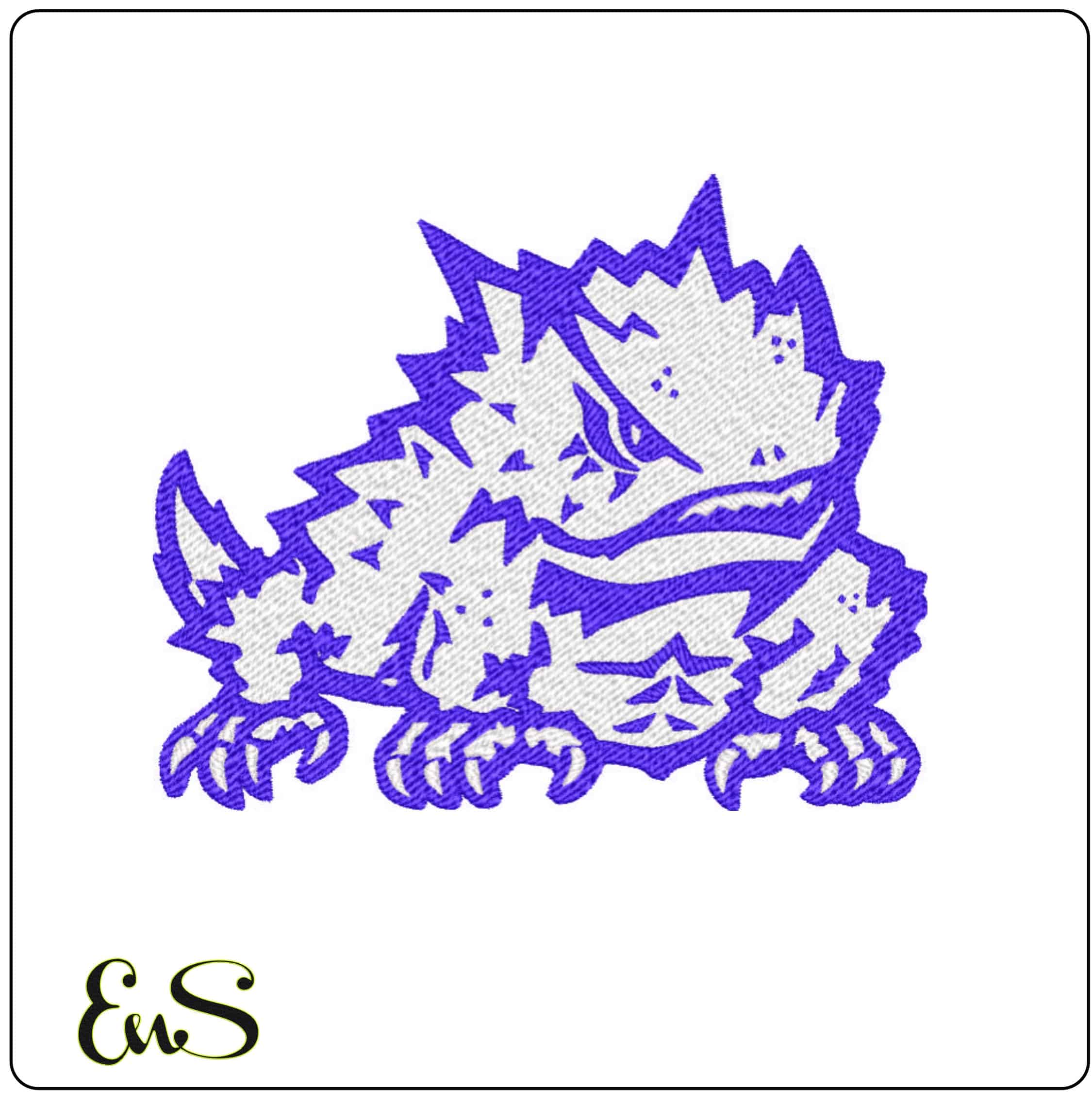 TCU Horned Frog- Elegant embroidery design file - instant download