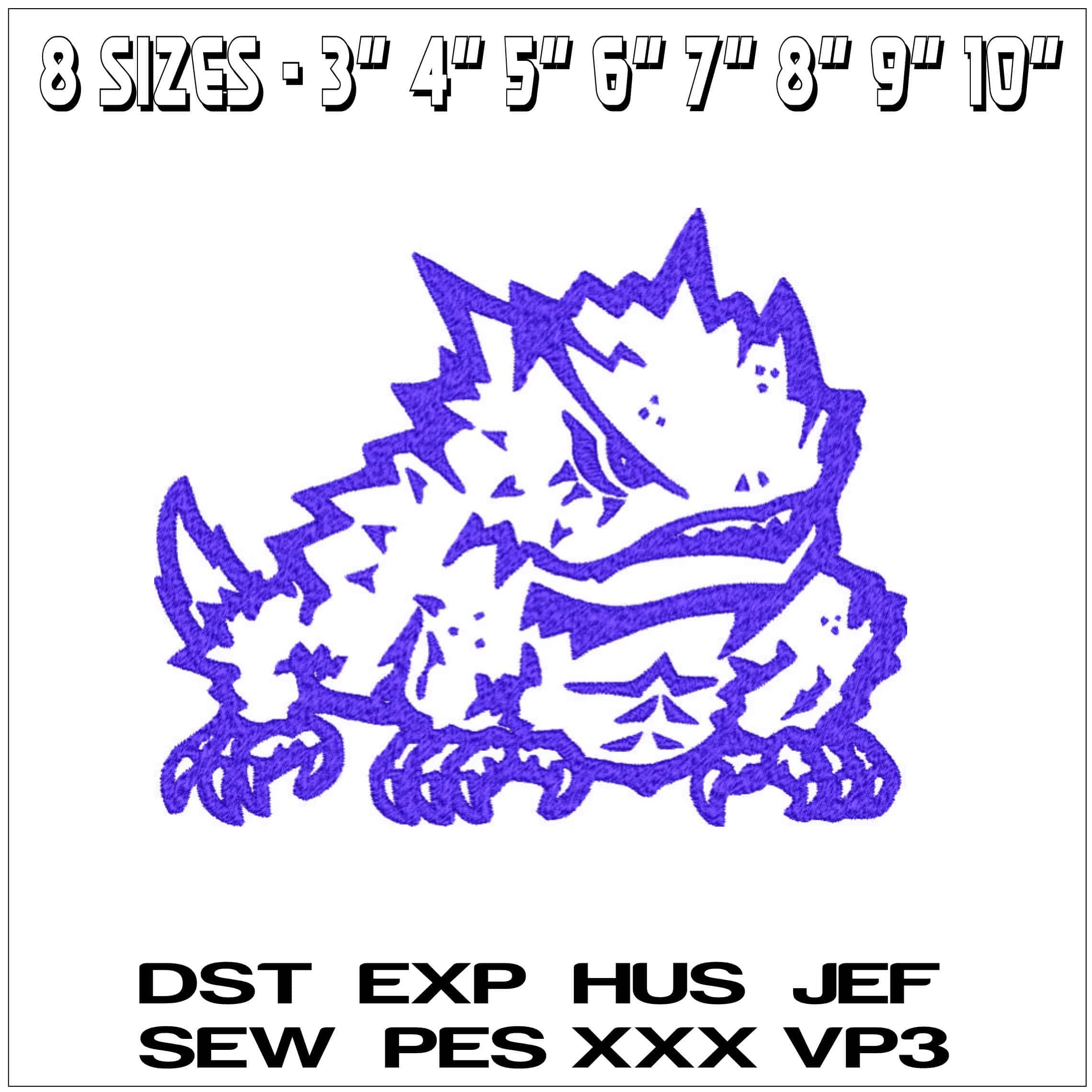 TCU Horned Frog empty- Elegant embroidery design file - instant download — view 2