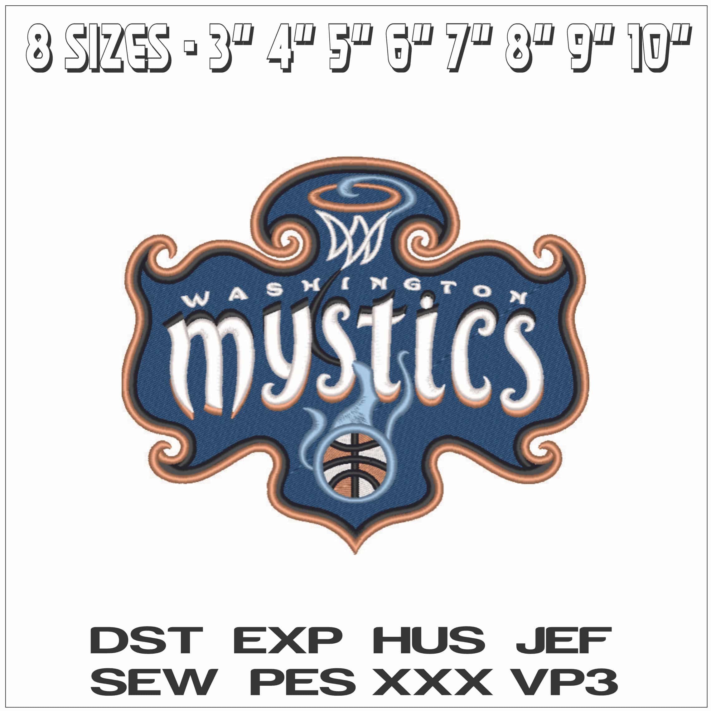 Washington Mystics 1998 - 2011 - WNBA- Elegant embroidery design file - instant download — view 2