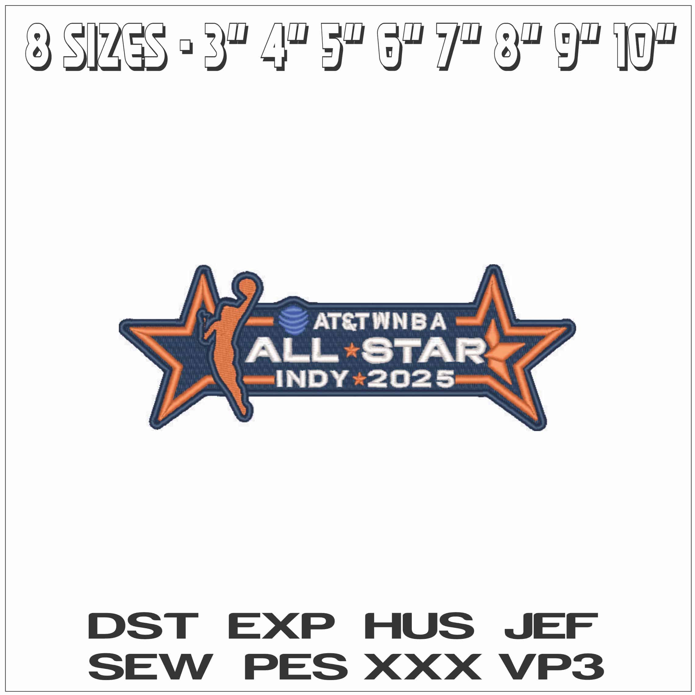 WNBA All Stars- Elegant embroidery design file - instant download — view 2