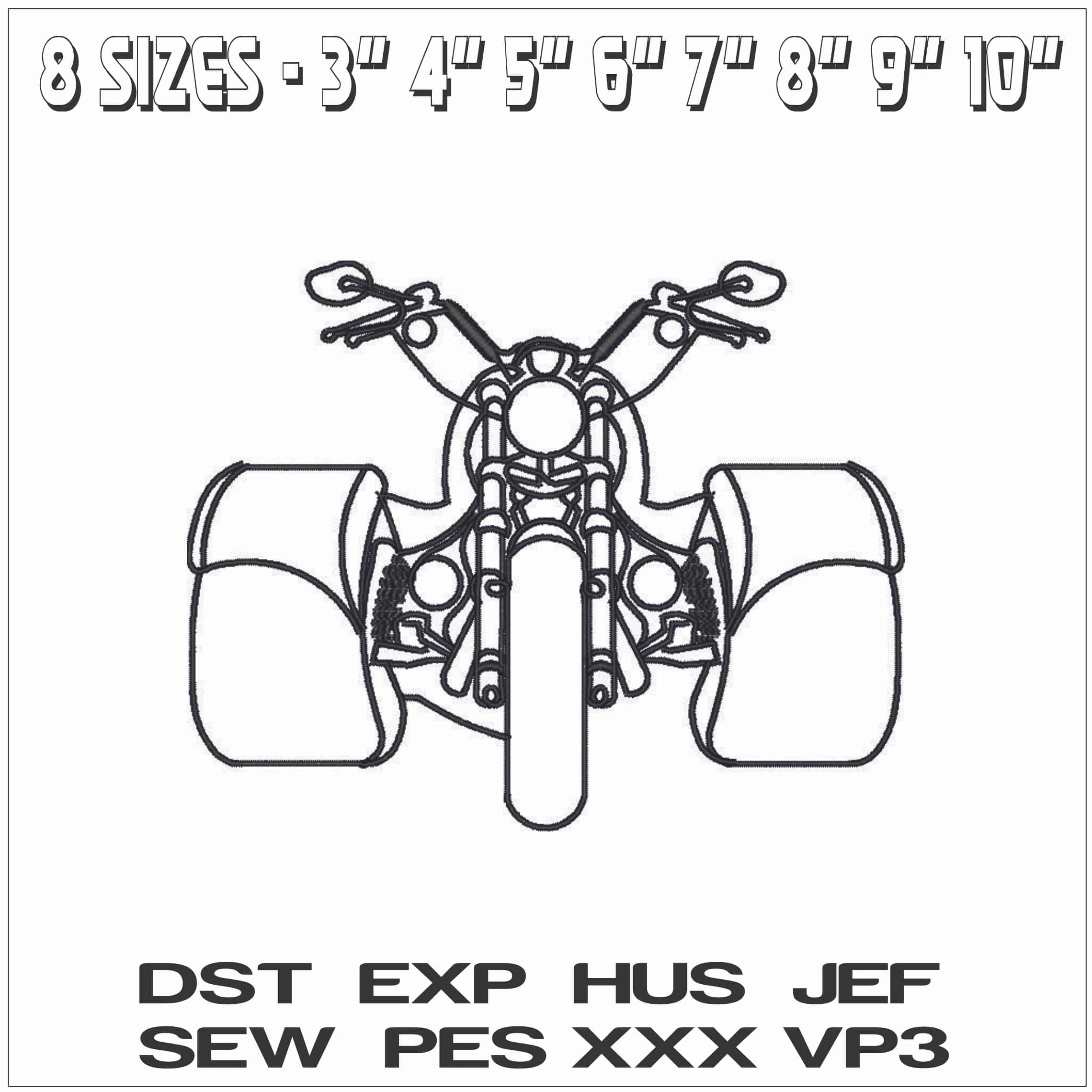 3 Wheel Trike - Elegant embroidery design file - instant download — view 2