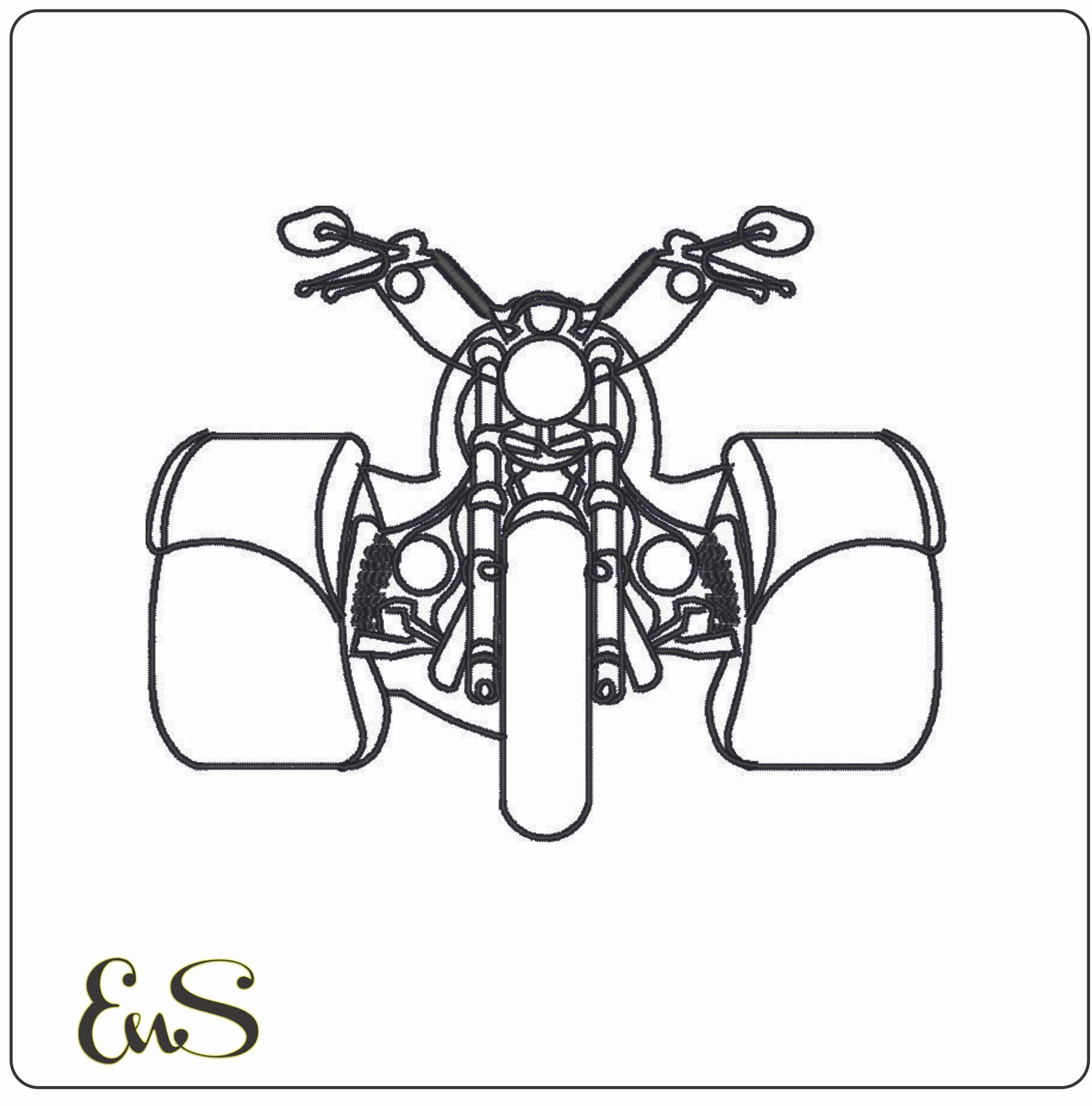 3 Wheel Trike - Elegant embroidery design file - instant download