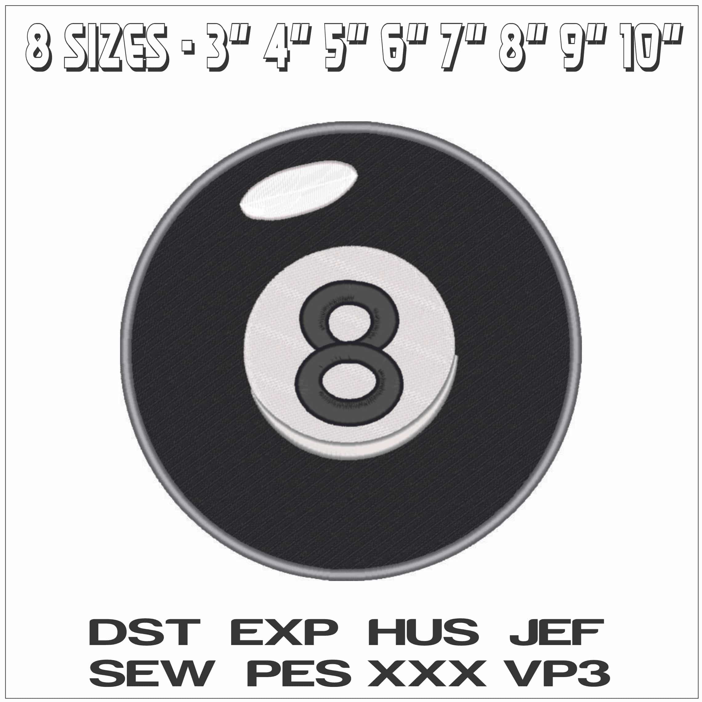 8 Ball - Elegant embroidery design file - instant download — view 2