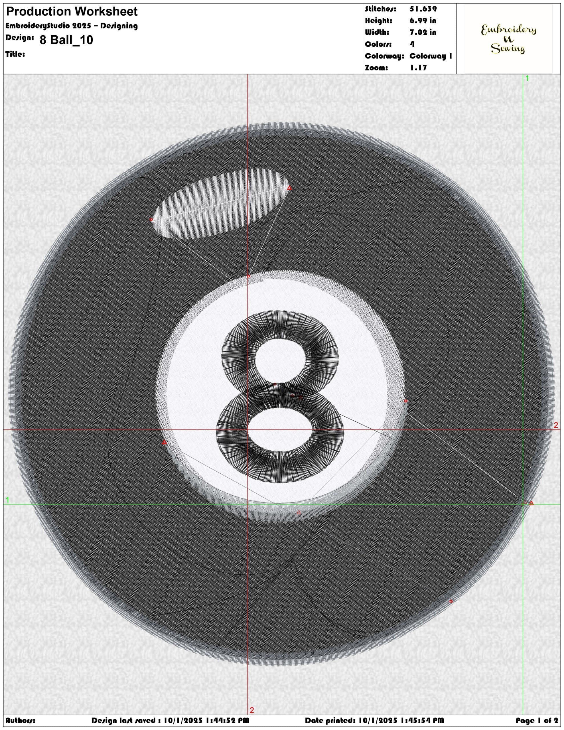8 Ball - Elegant embroidery design file - instant download — view 3
