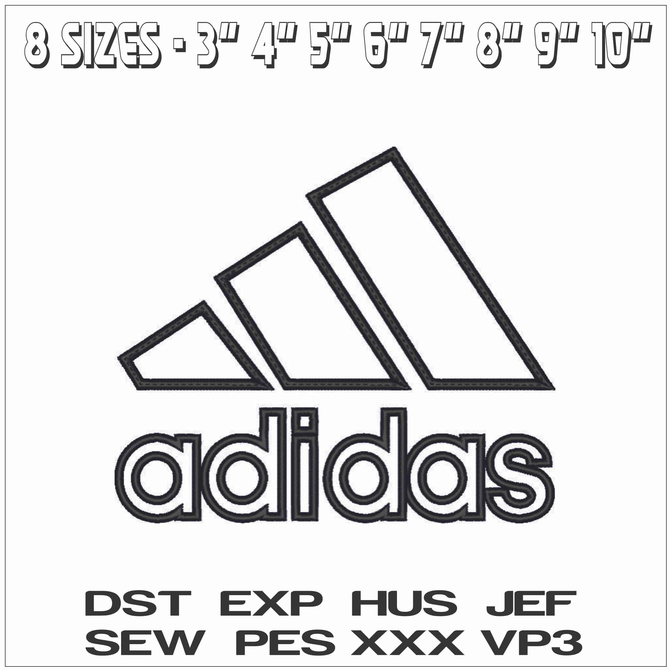 Adidas Outline Logo - Elegant embroidery design file - instant download — view 2