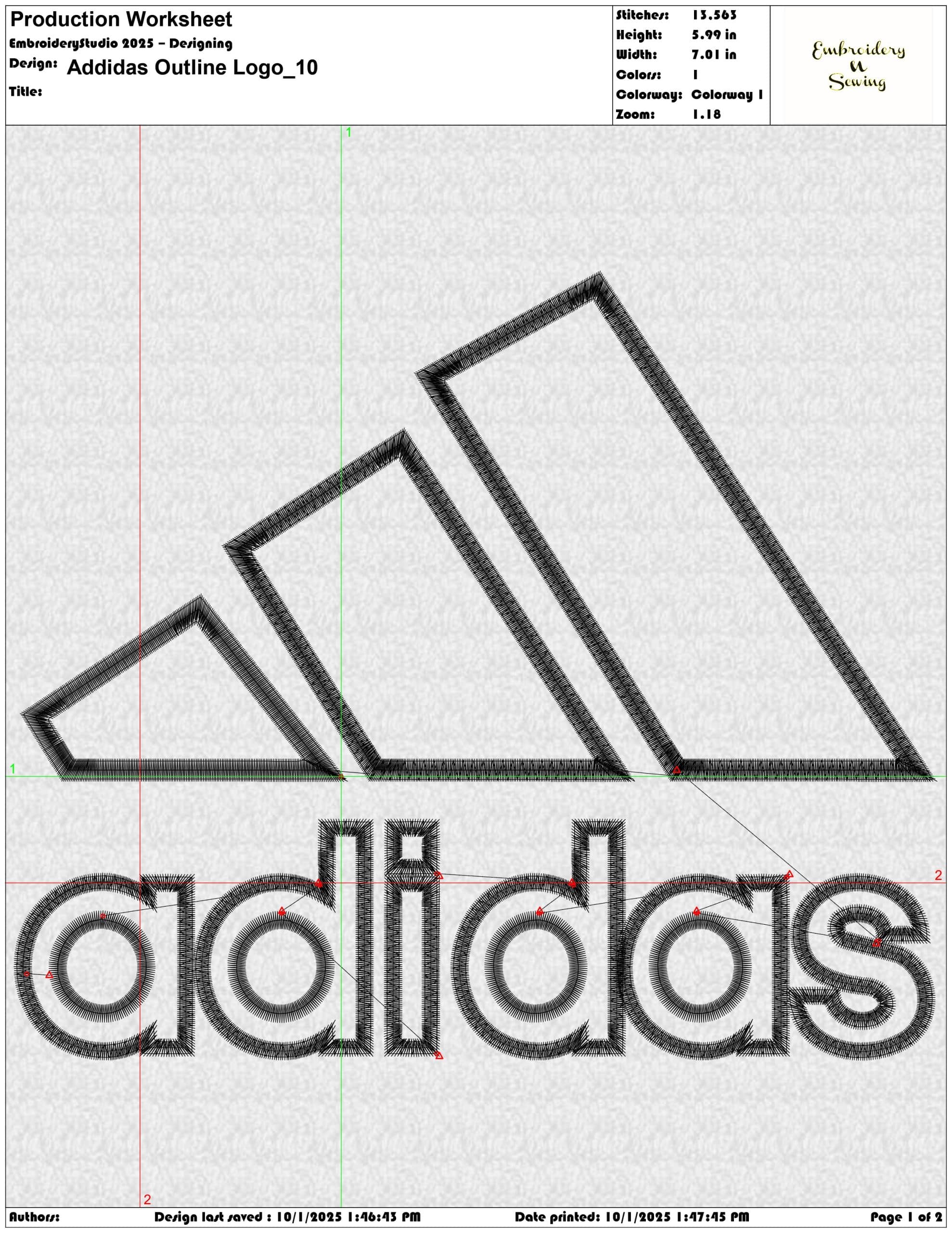 Adidas Outline Logo - Elegant embroidery design file - instant download — view 3