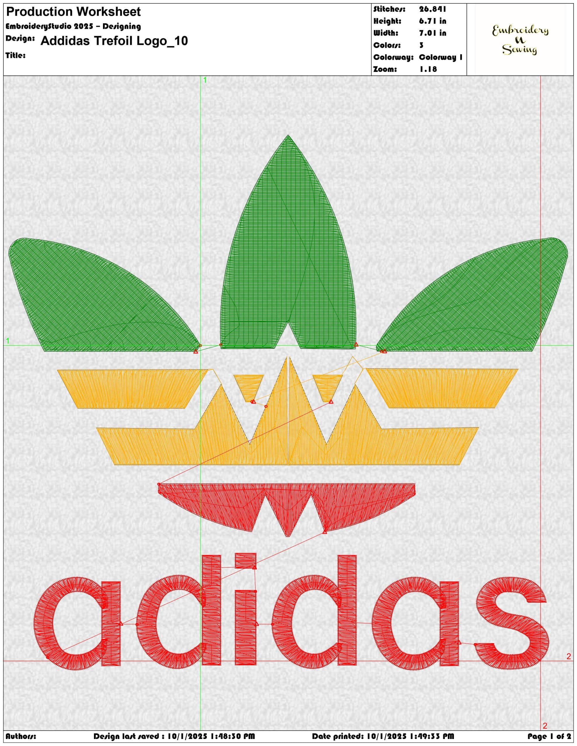 Adidas Trefoil Leaf Logo - Elegant embroidery design file - instant download — view 3