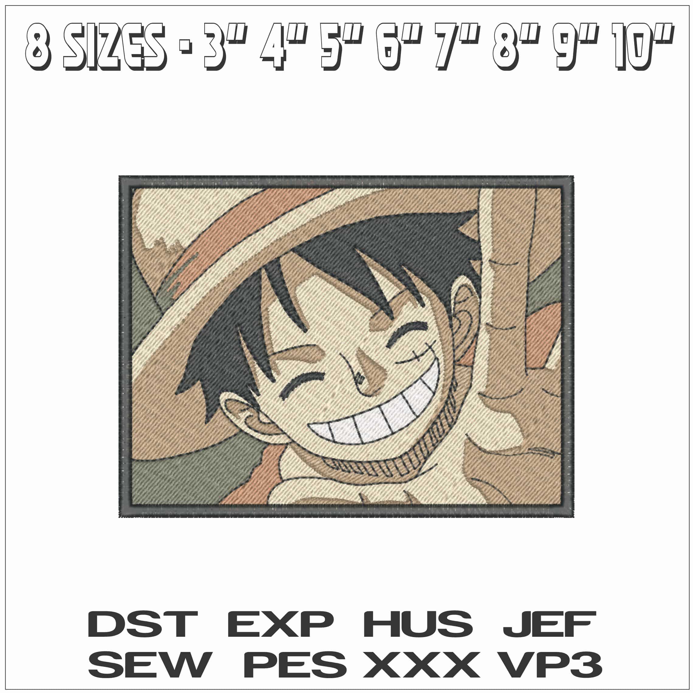 Alive Monkey D Luffy in a Frame One Piece - Anime - Elegant embroidery design file - instant download — view 2