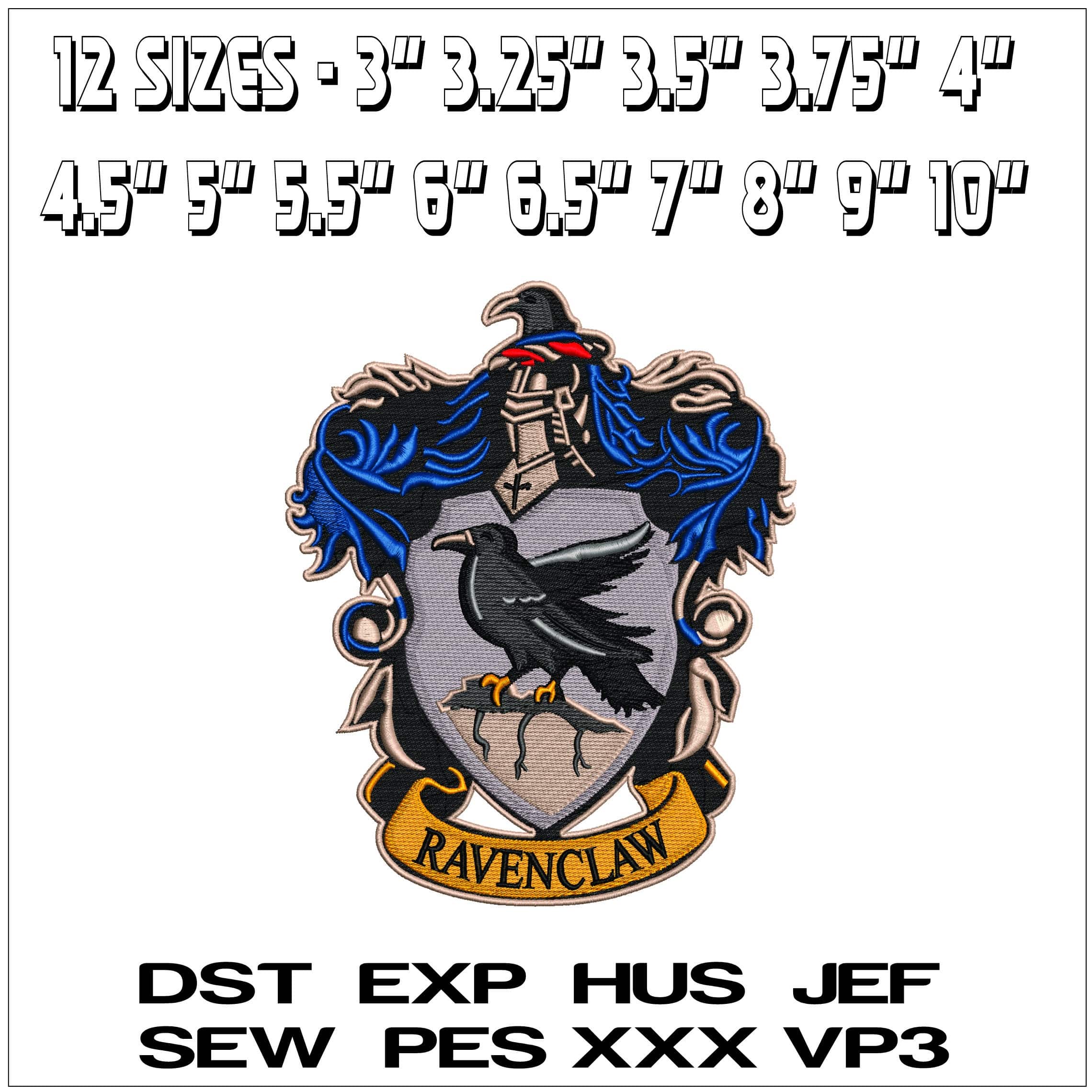 Ravenclaw Shield - Elegant embroidery design file - instant download — view 2