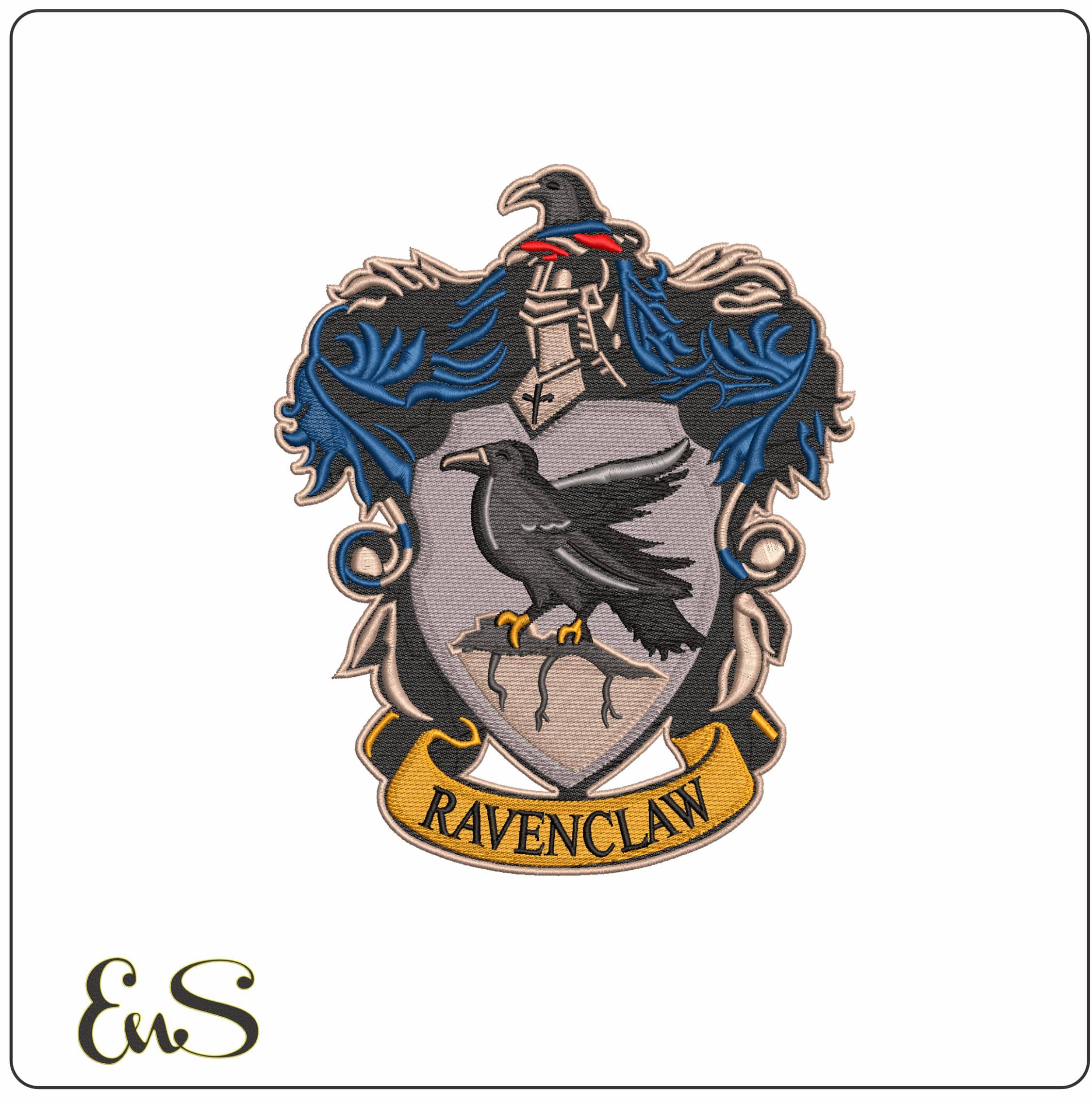 Ravenclaw Shield - Elegant embroidery design file - instant download