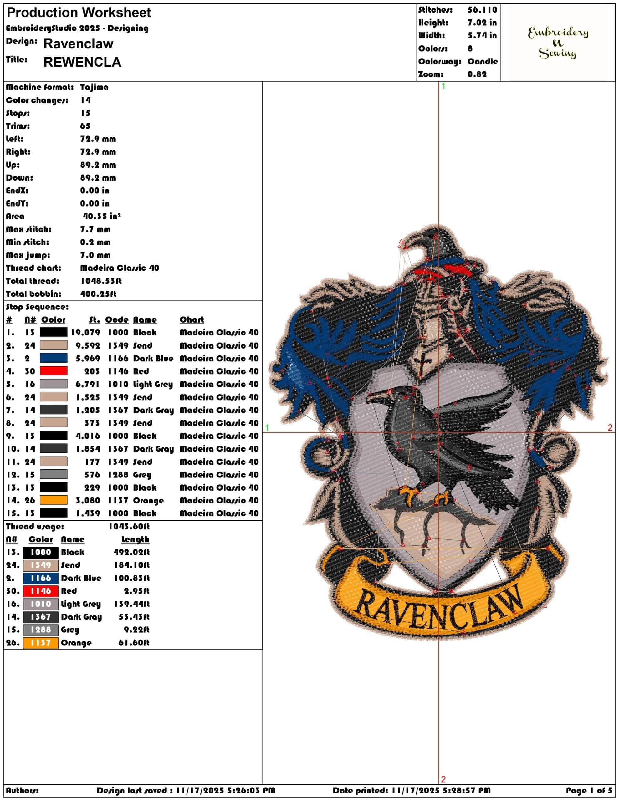 Ravenclaw Shield - Elegant embroidery design file - instant download — view 3