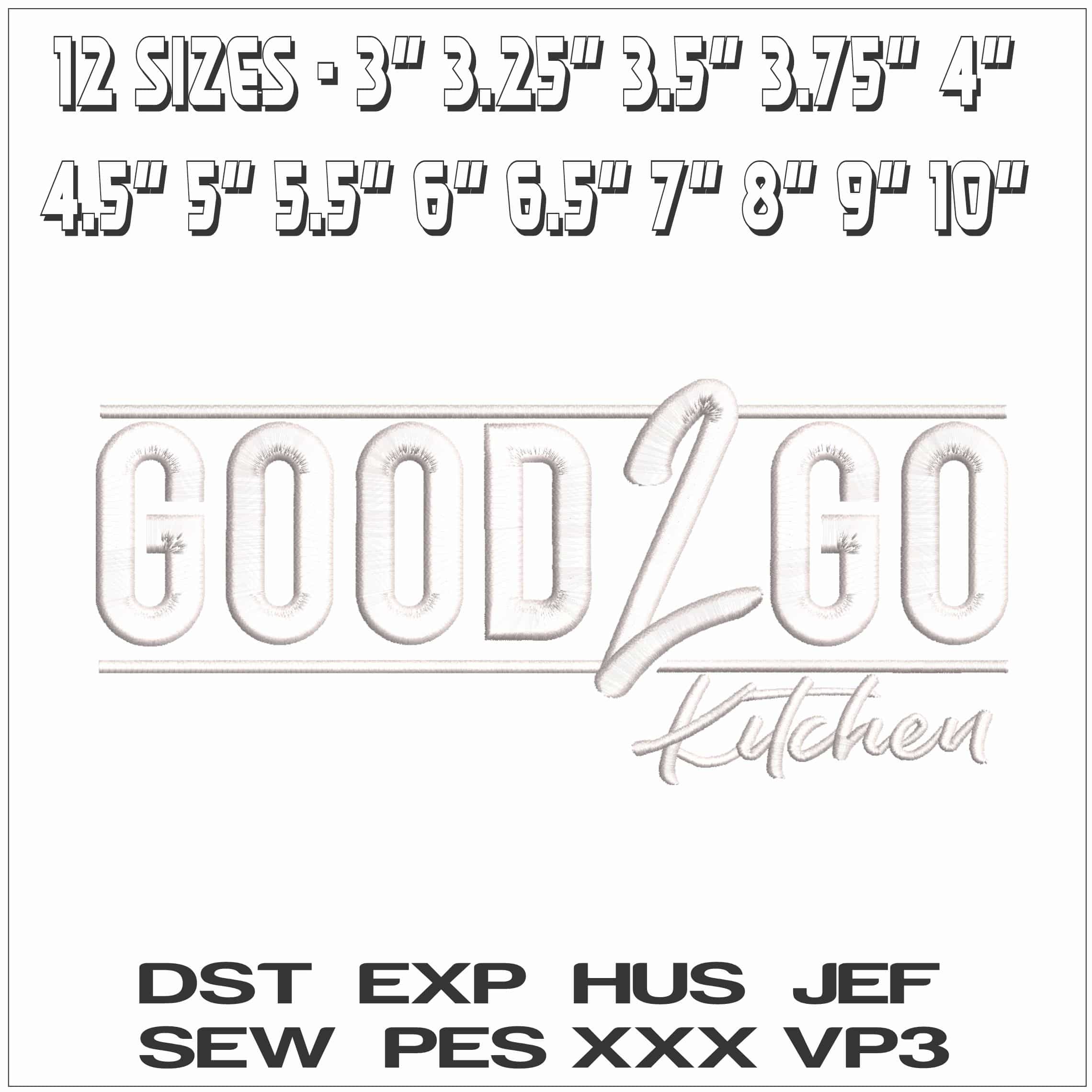 Good to Go - Elegant embroidery design file - instant download — view 2