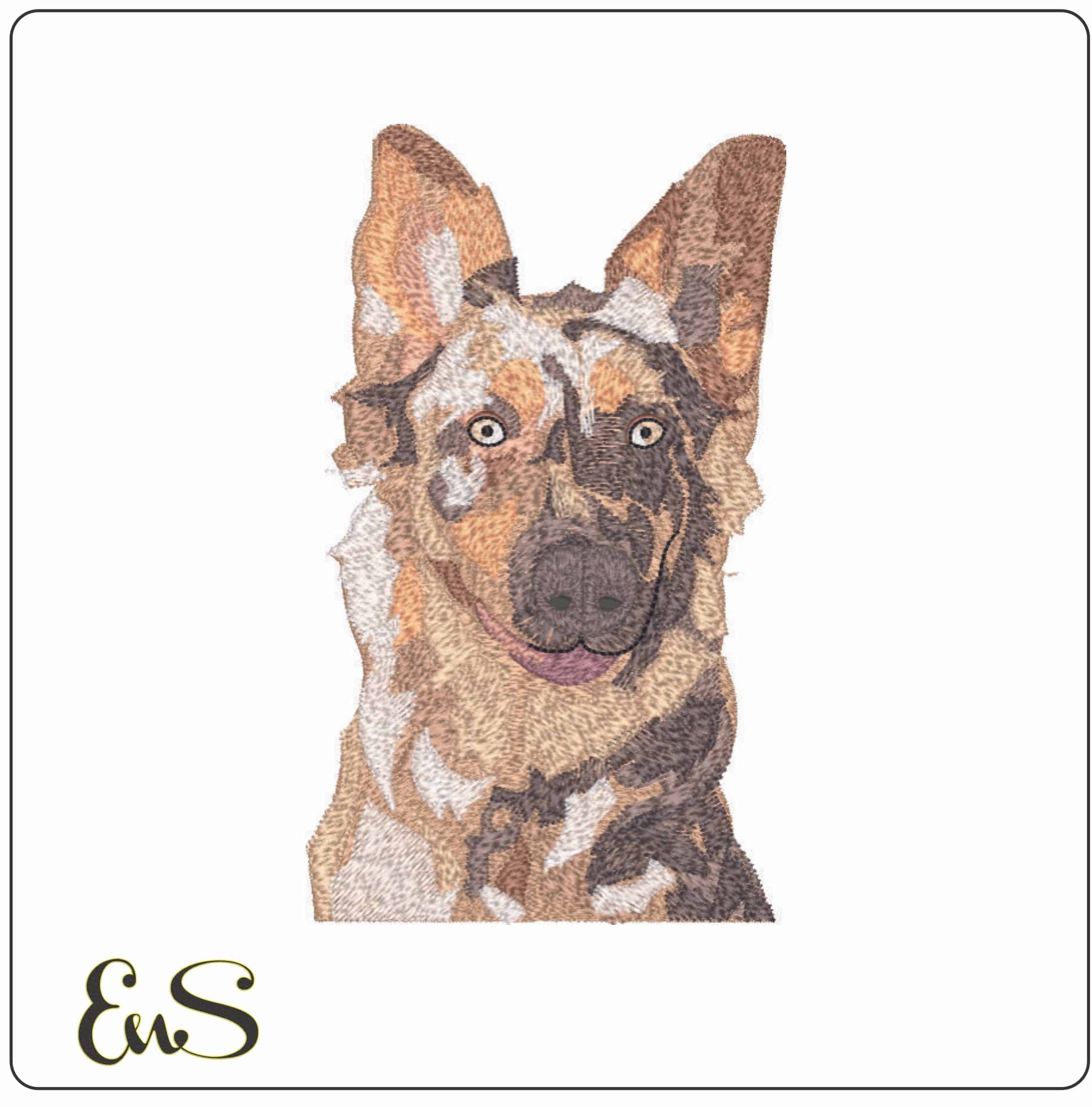 Alsatian Head - Elegant embroidery design file - instant download