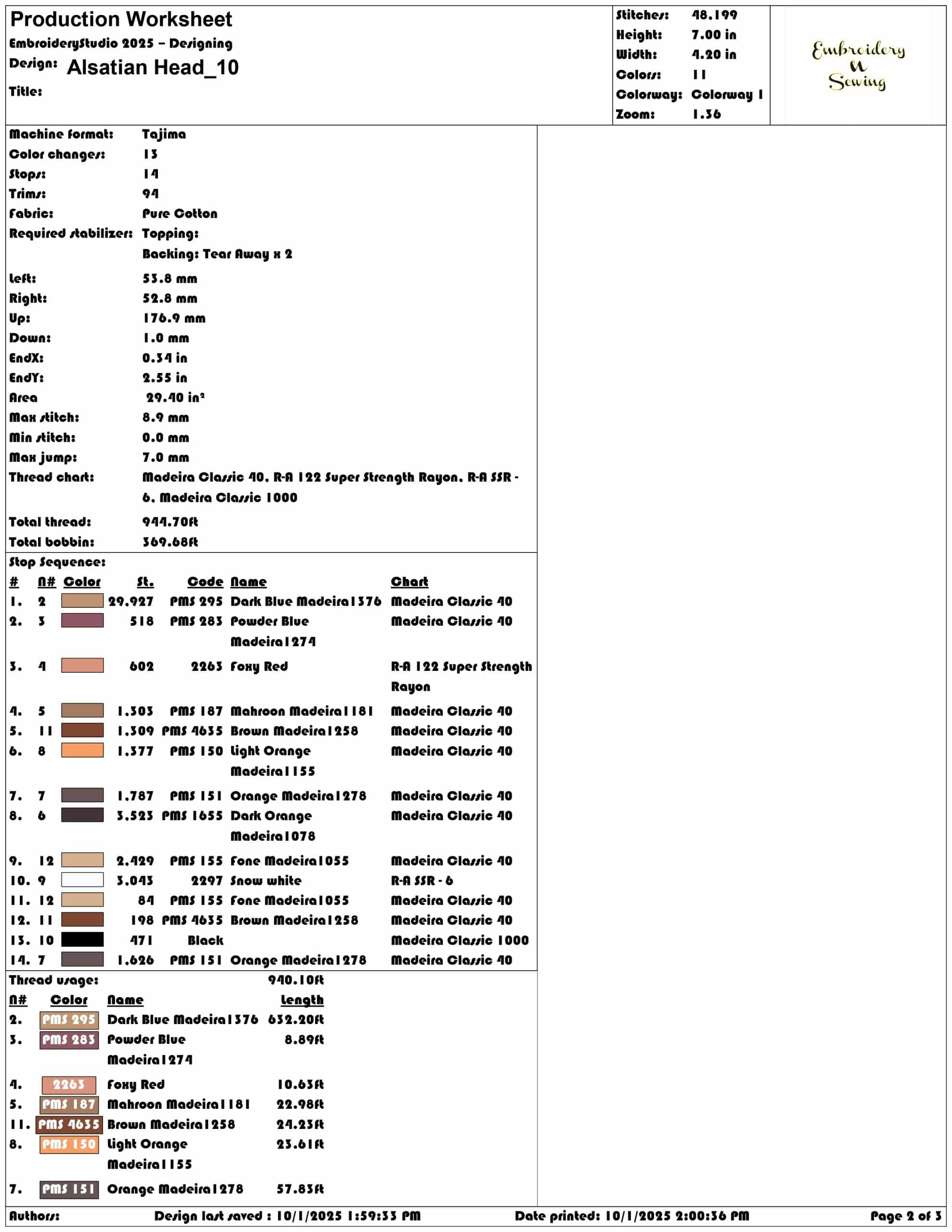Alsatian Head - Elegant embroidery design file - instant download — view 4