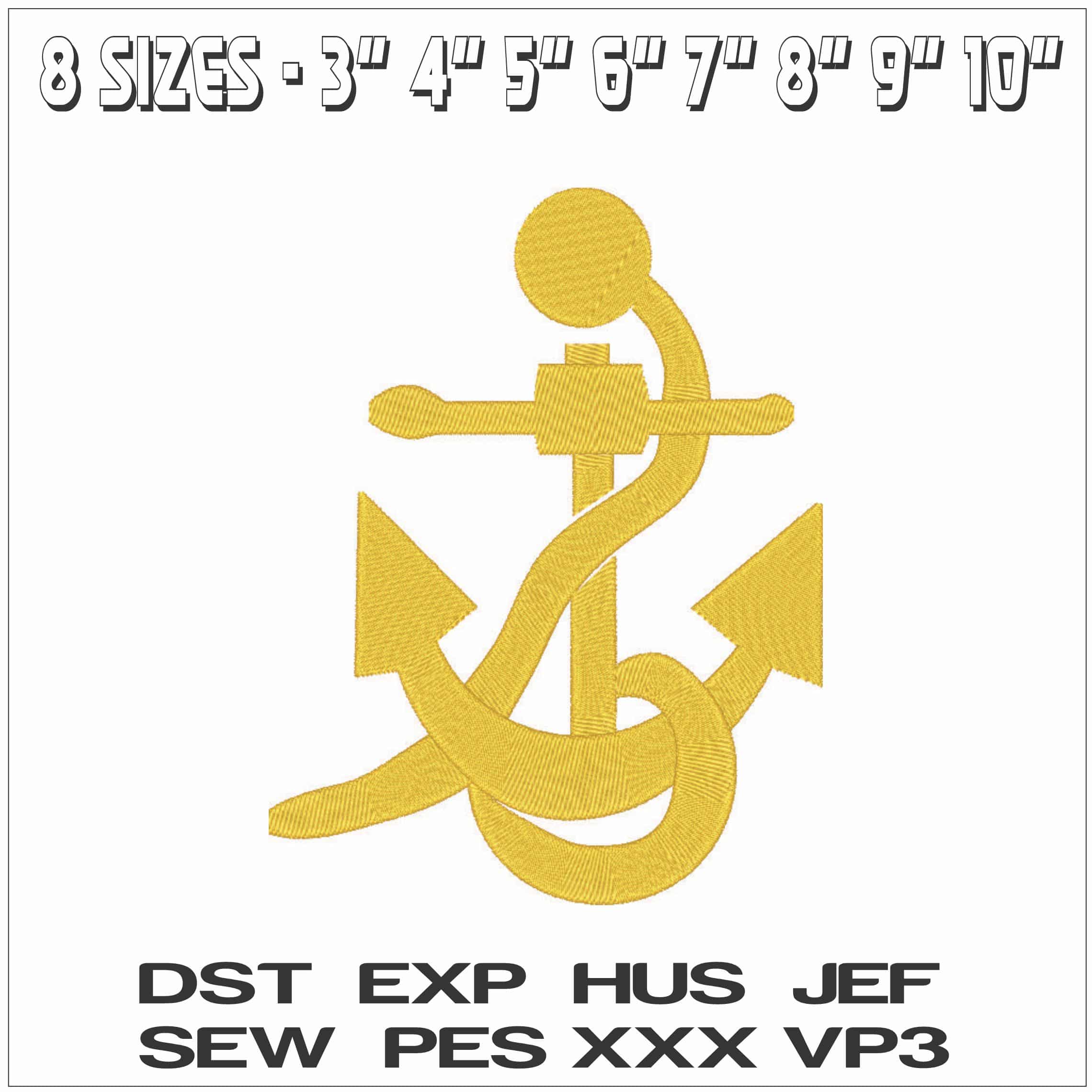 Anchor and Rope - Elegant embroidery design file - instant download — view 2