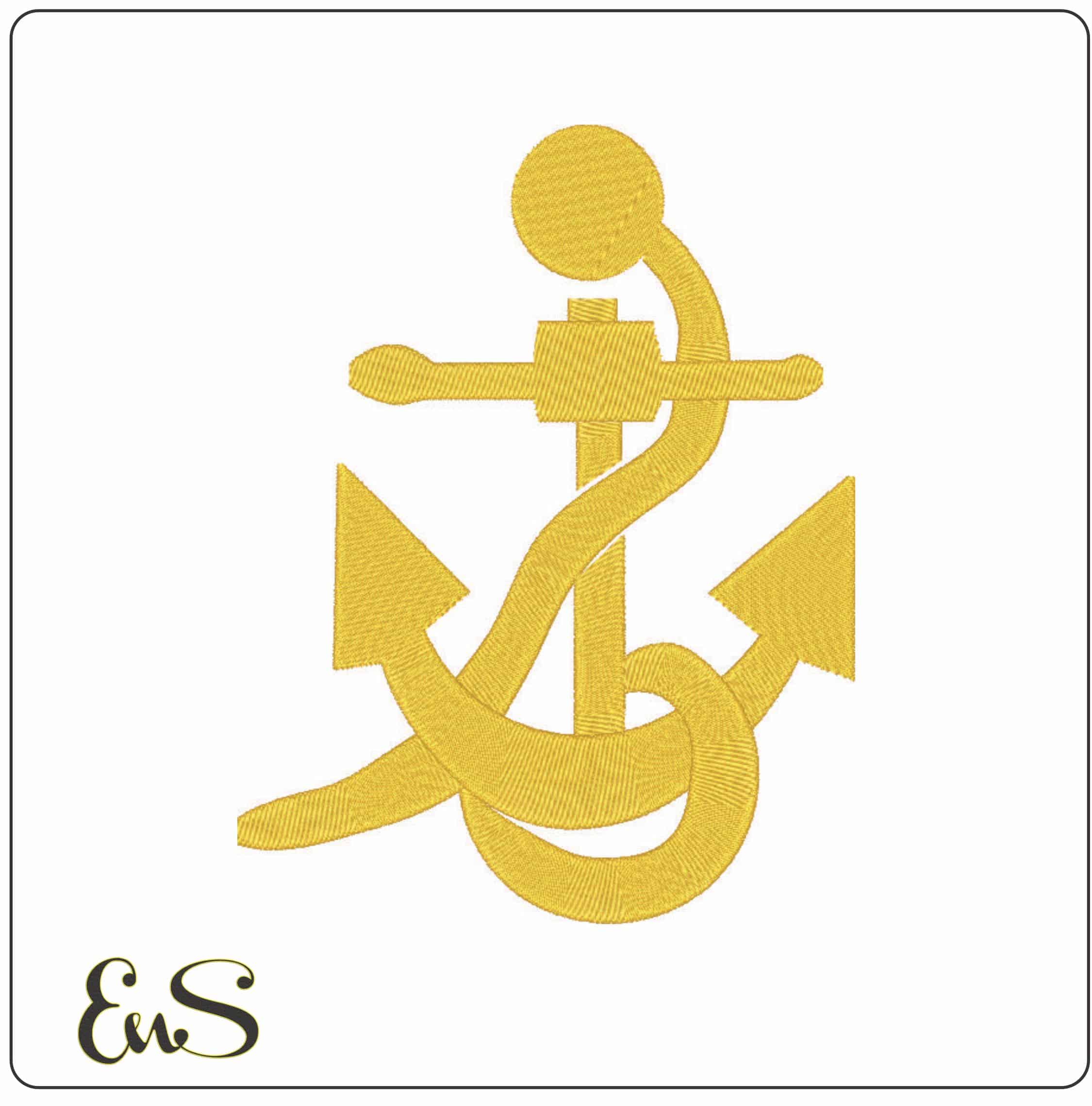 Anchor and Rope - Elegant embroidery design file - instant download