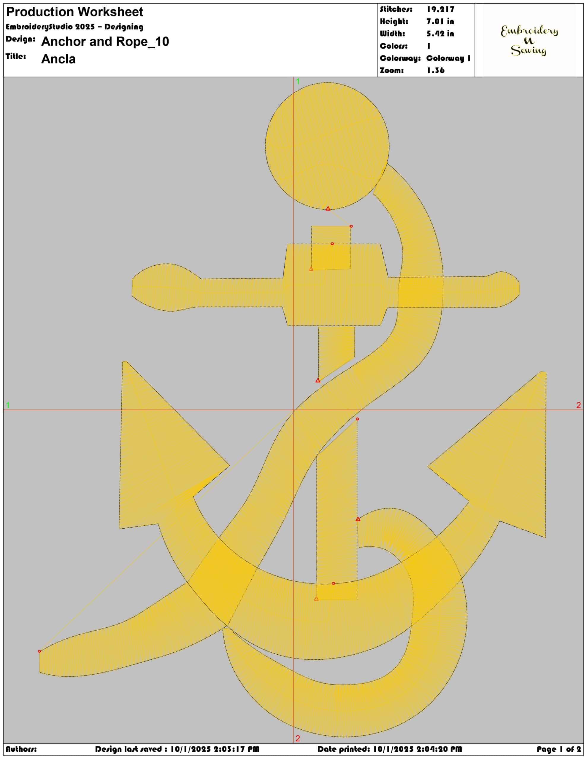 Anchor and Rope - Elegant embroidery design file - instant download — view 3