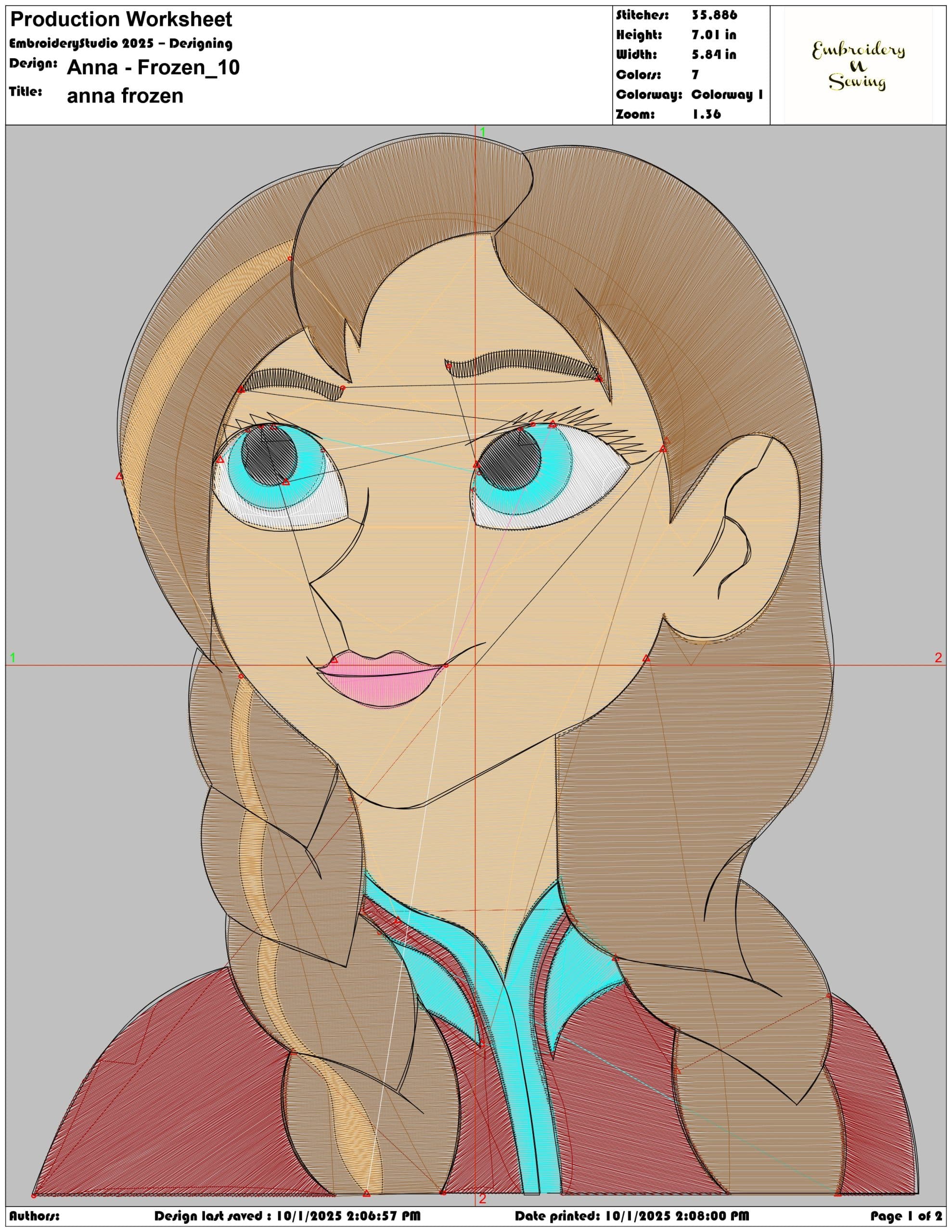 Anna Frozen - Elegant embroidery design file - instant download — view 3
