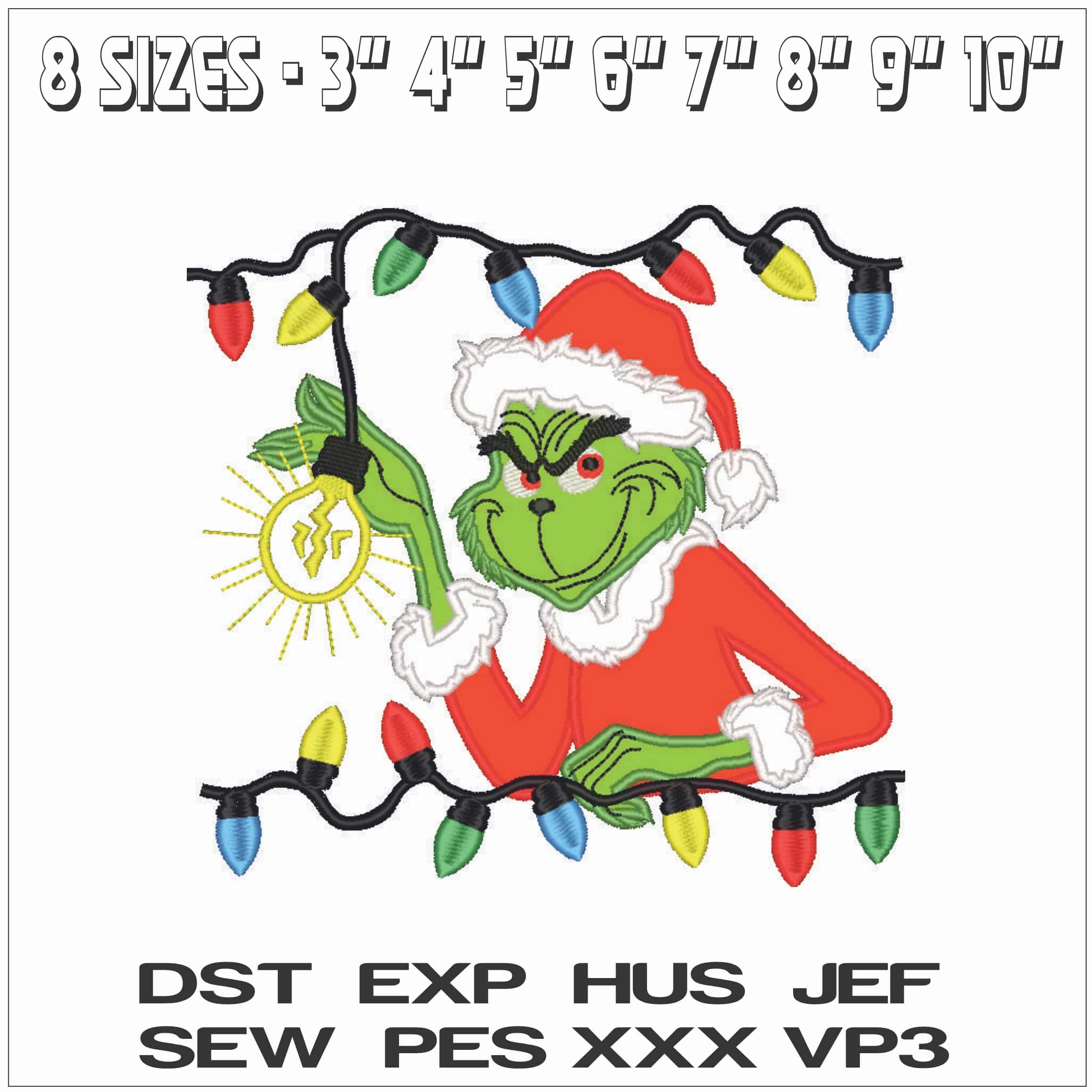 Applique Grinch Christmas - Elegant embroidery design file - instant download — view 2