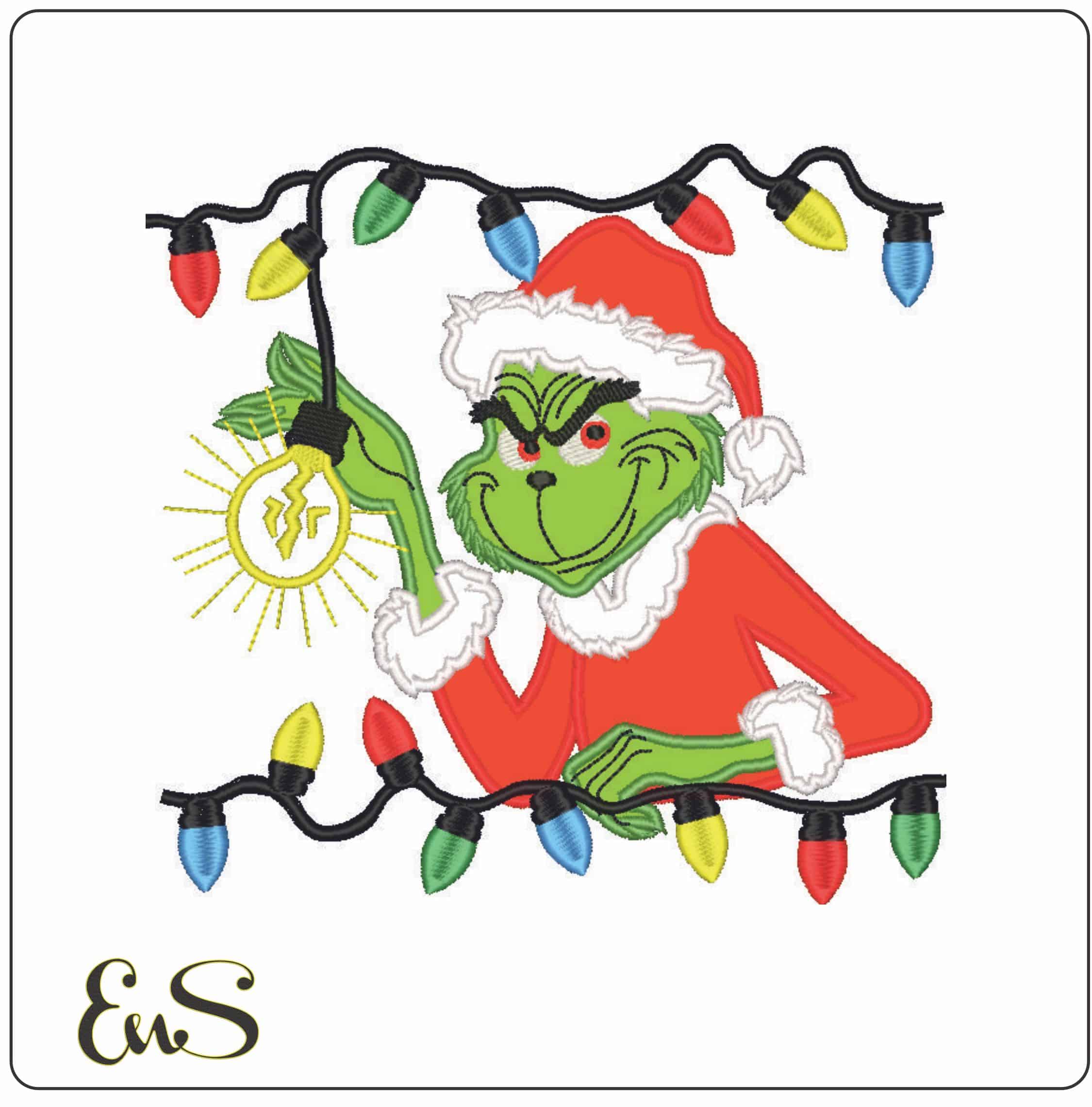 Applique Grinch Christmas - Elegant embroidery design file - instant download