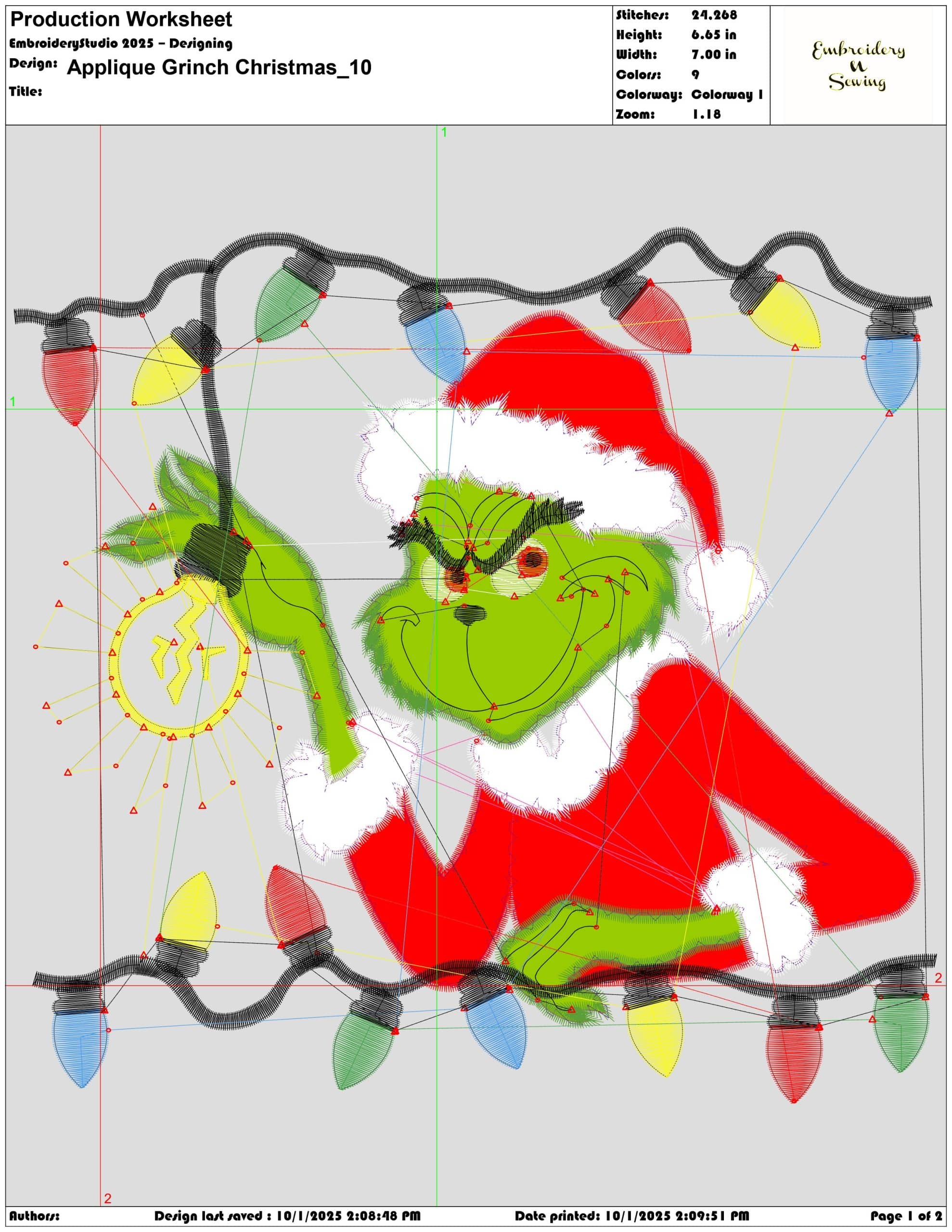 Applique Grinch Christmas - Elegant embroidery design file - instant download — view 3