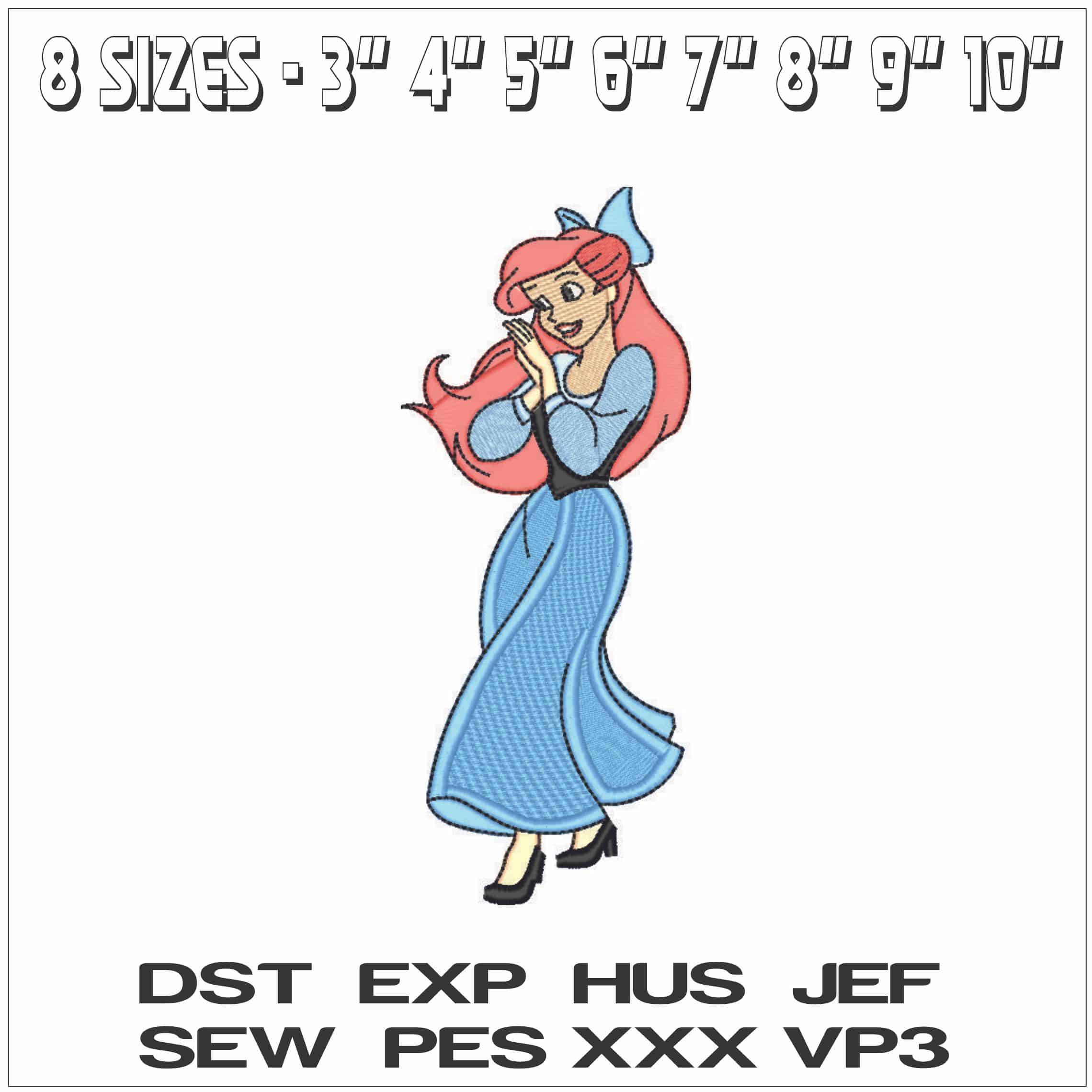 Ariel on Land Little Mermaid Disney - Elegant embroidery design file - instant download — view 2