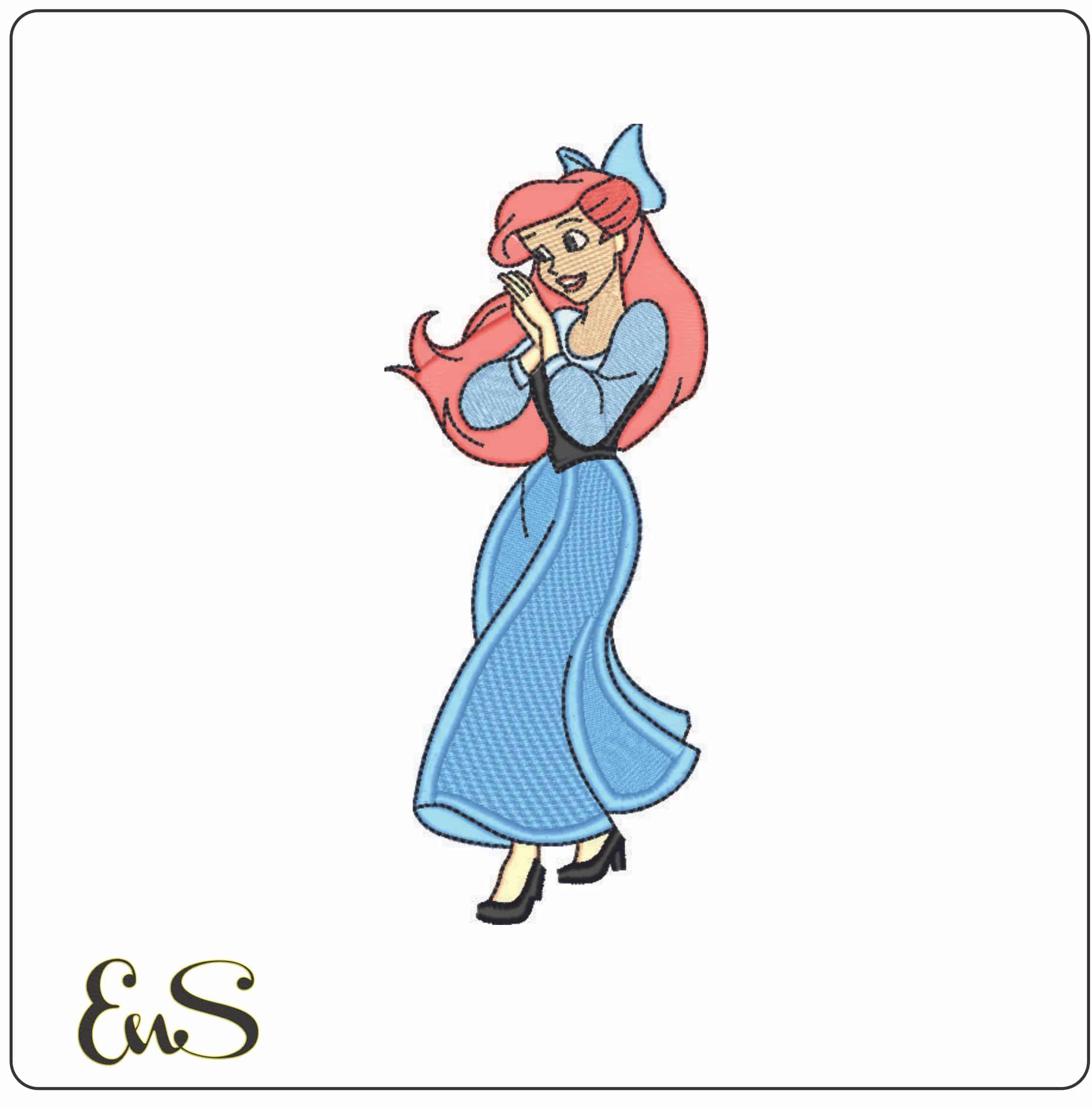 Ariel on Land Little Mermaid Disney - Elegant embroidery design file - instant download