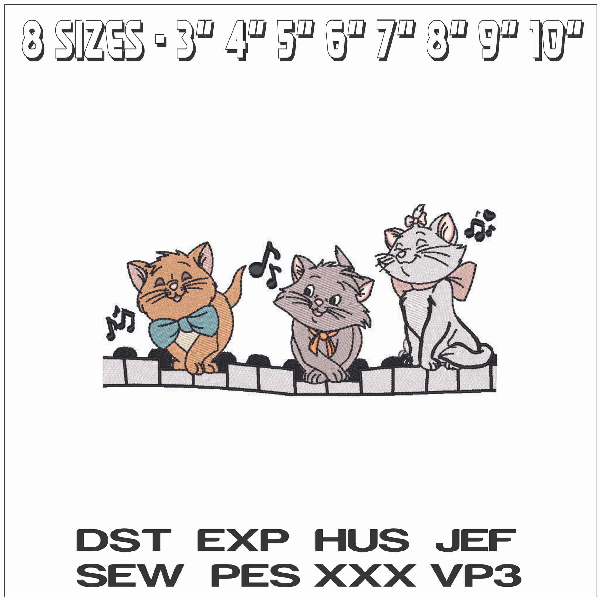 Aristat Cats Playing Piano - Elegant embroidery design file - instant download — view 2