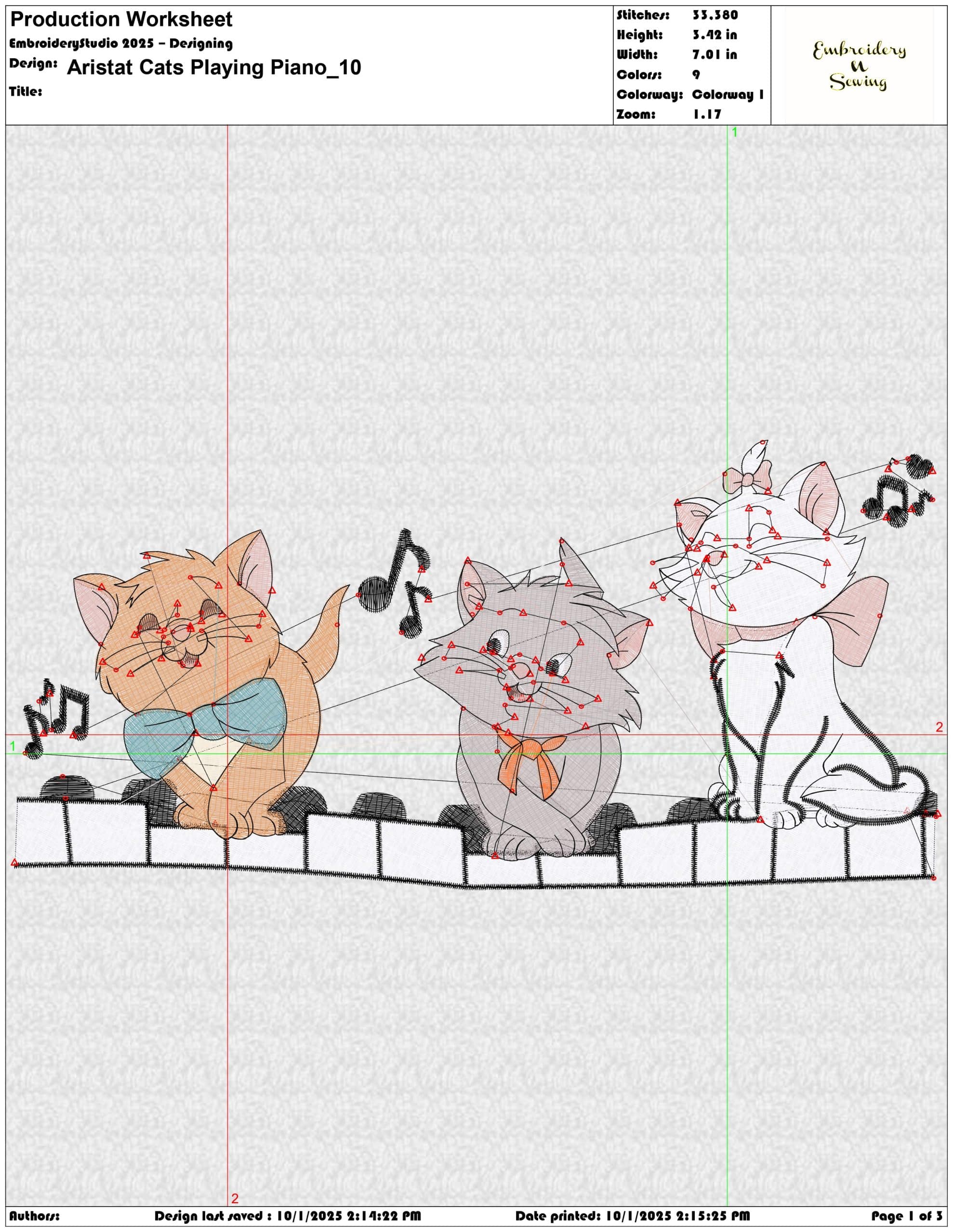 Aristat Cats Playing Piano - Elegant embroidery design file - instant download — view 3