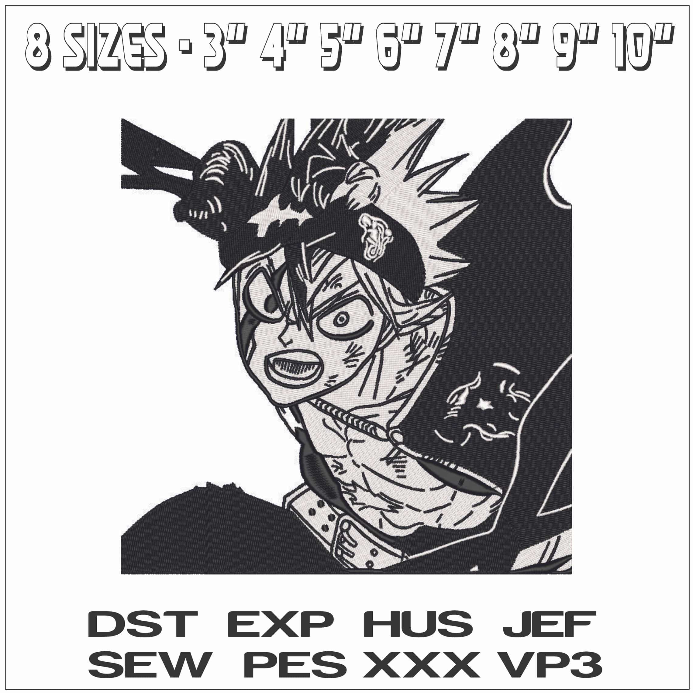Asta Black Clover Anime - Elegant embroidery design file - instant download — view 2