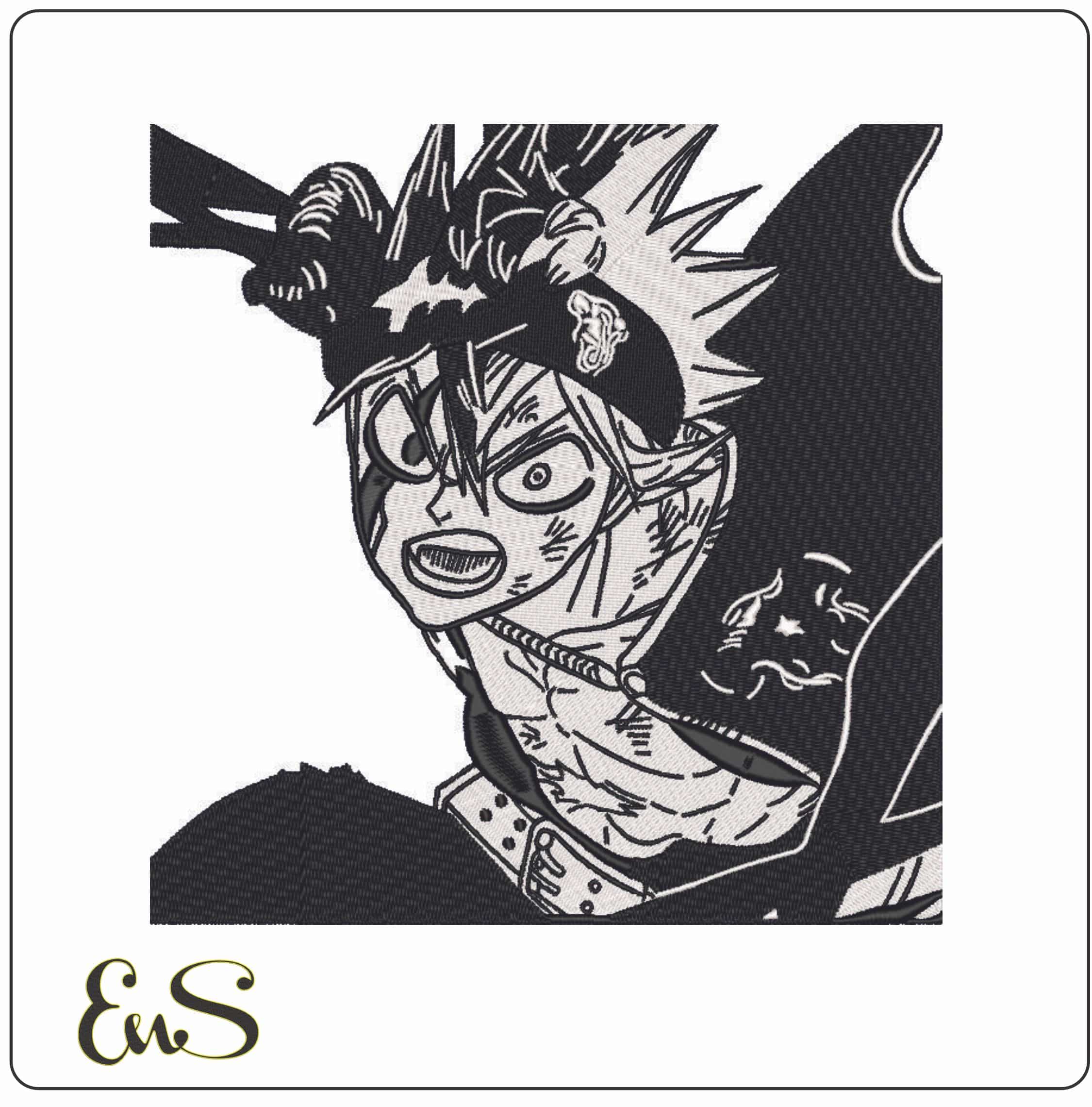 Asta Black Clover Anime - Elegant embroidery design file - instant download