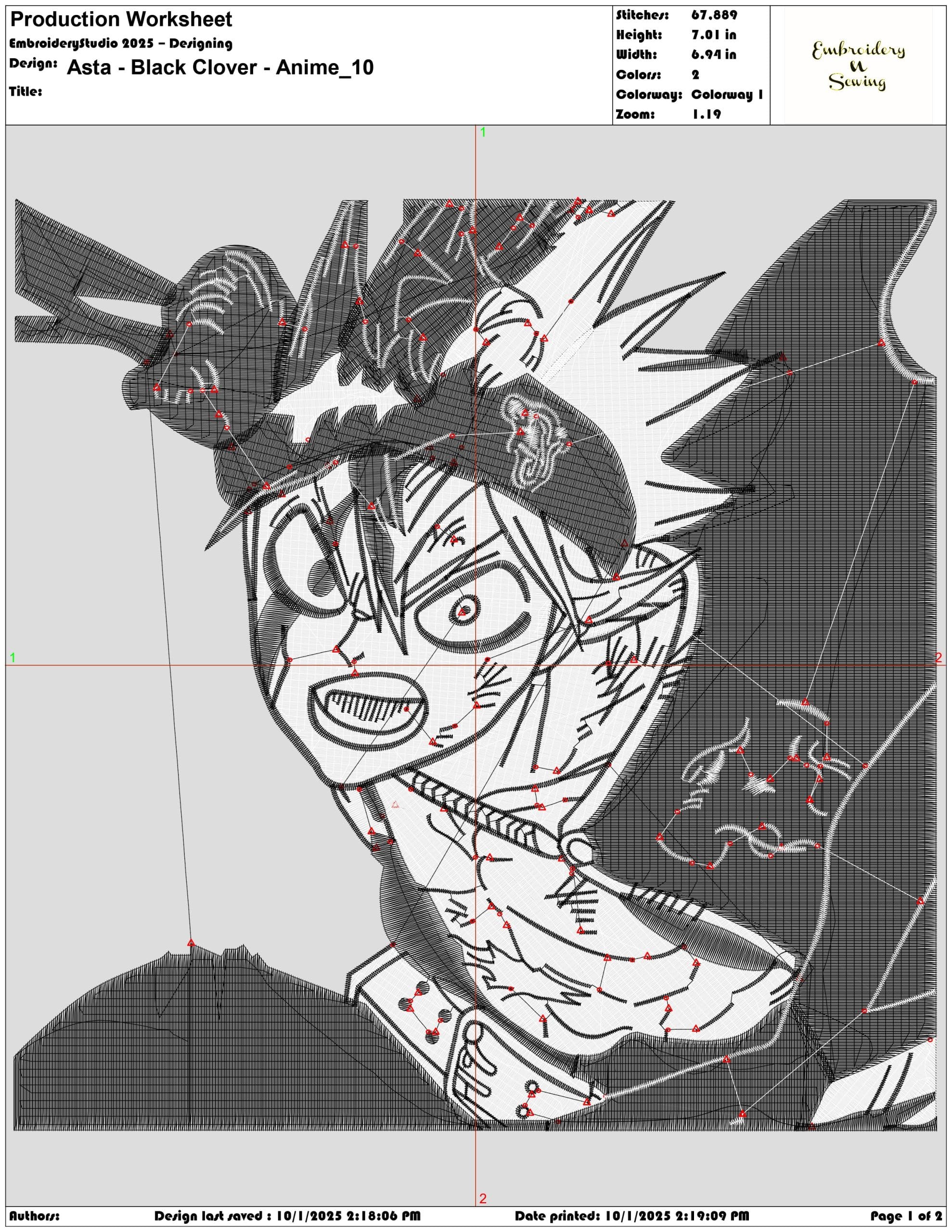 Asta Black Clover Anime - Elegant embroidery design file - instant download — view 3