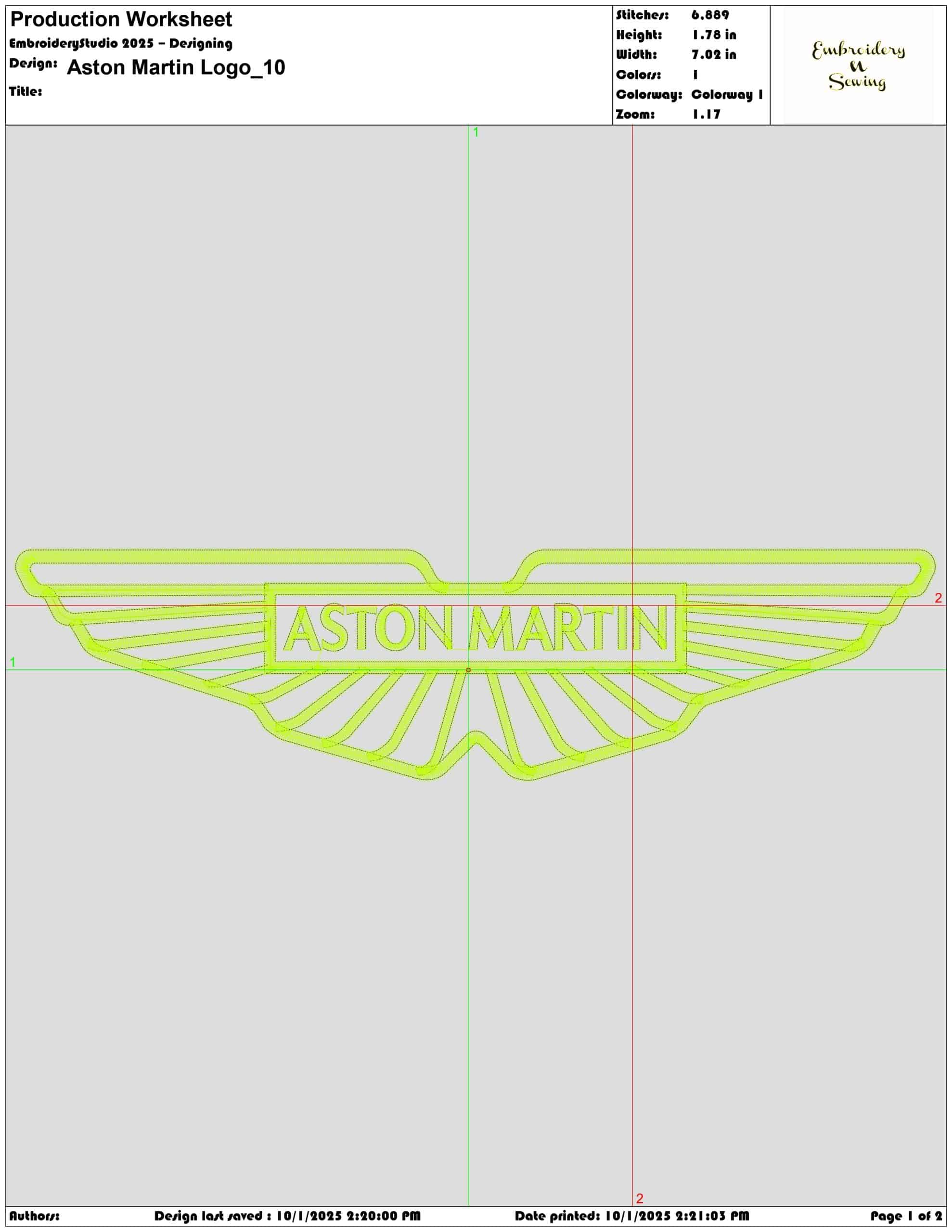 Aston Martin Logo - Elegant embroidery design file - instant download — view 3